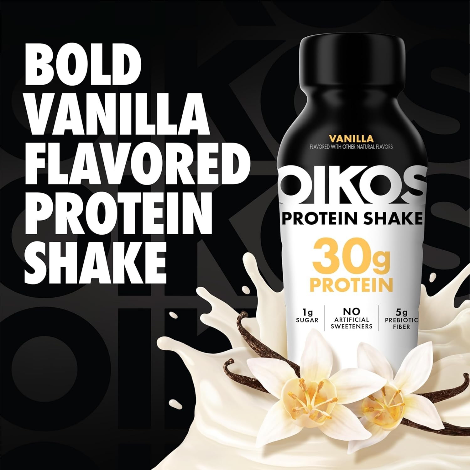 Oikos Protein Shake, Vanilla, 30g High Drinks, 12 Fl Oz (Pack of 12)