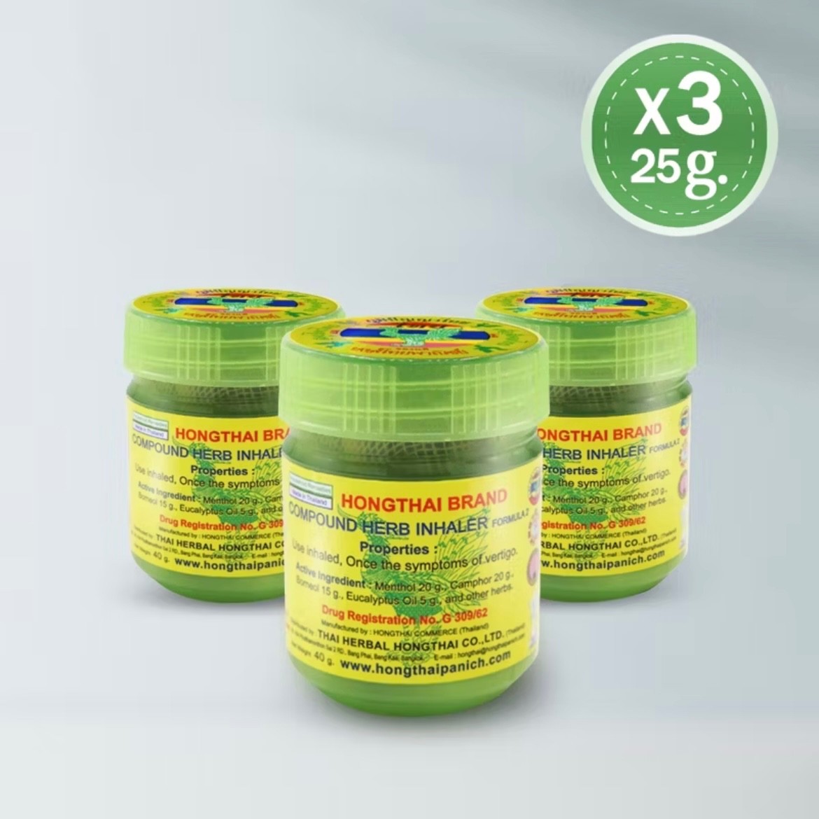 3x Traditional Thai Herbal Inhaler YADOM STUFFY NOSE