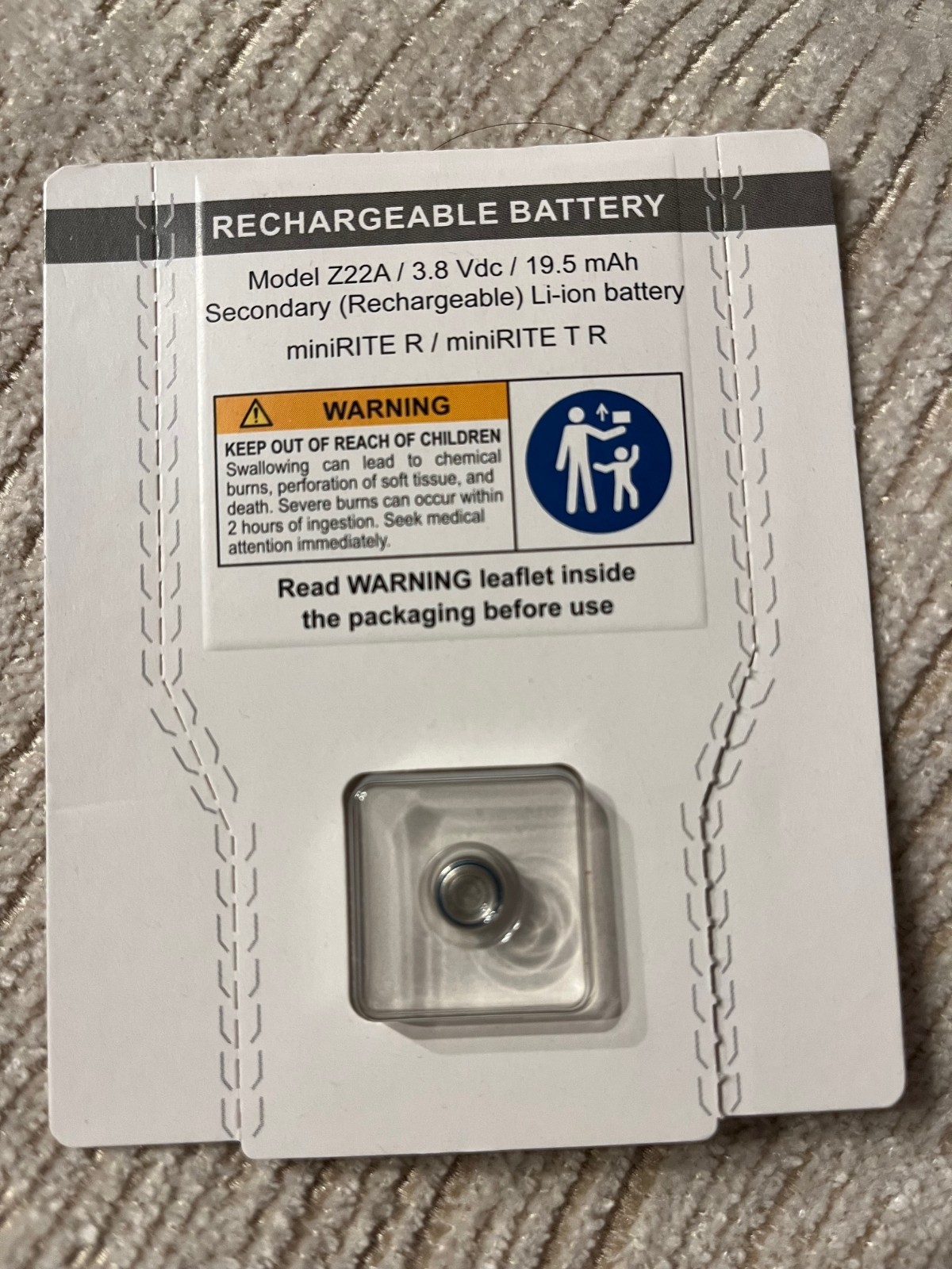Oticon Hearing Aid rechargeable Li-ion battery Z22A miniRITE R -T R