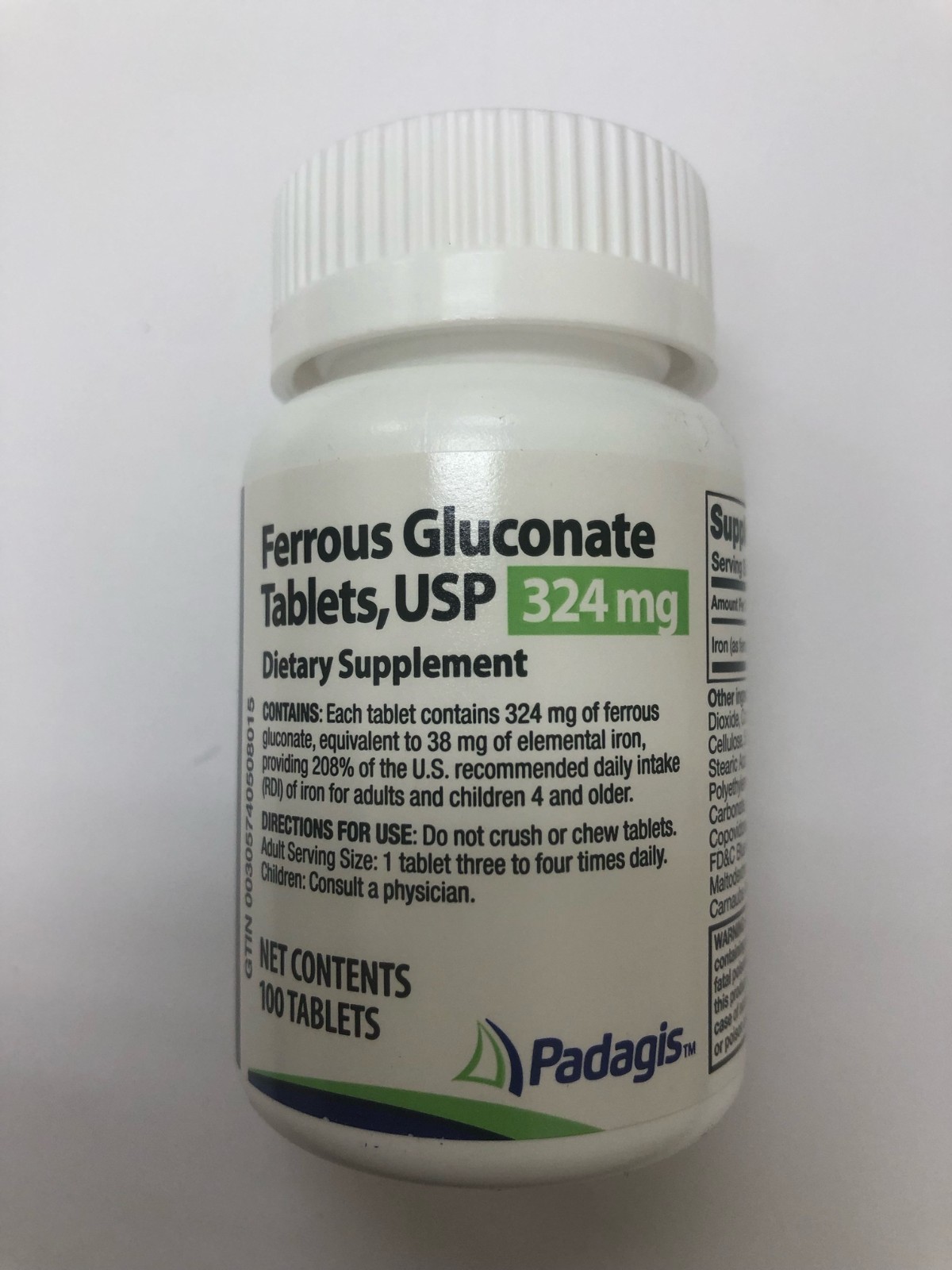 Ferrous Gluconate 324mg Iron Deficiency Supplement 100ct 03/27