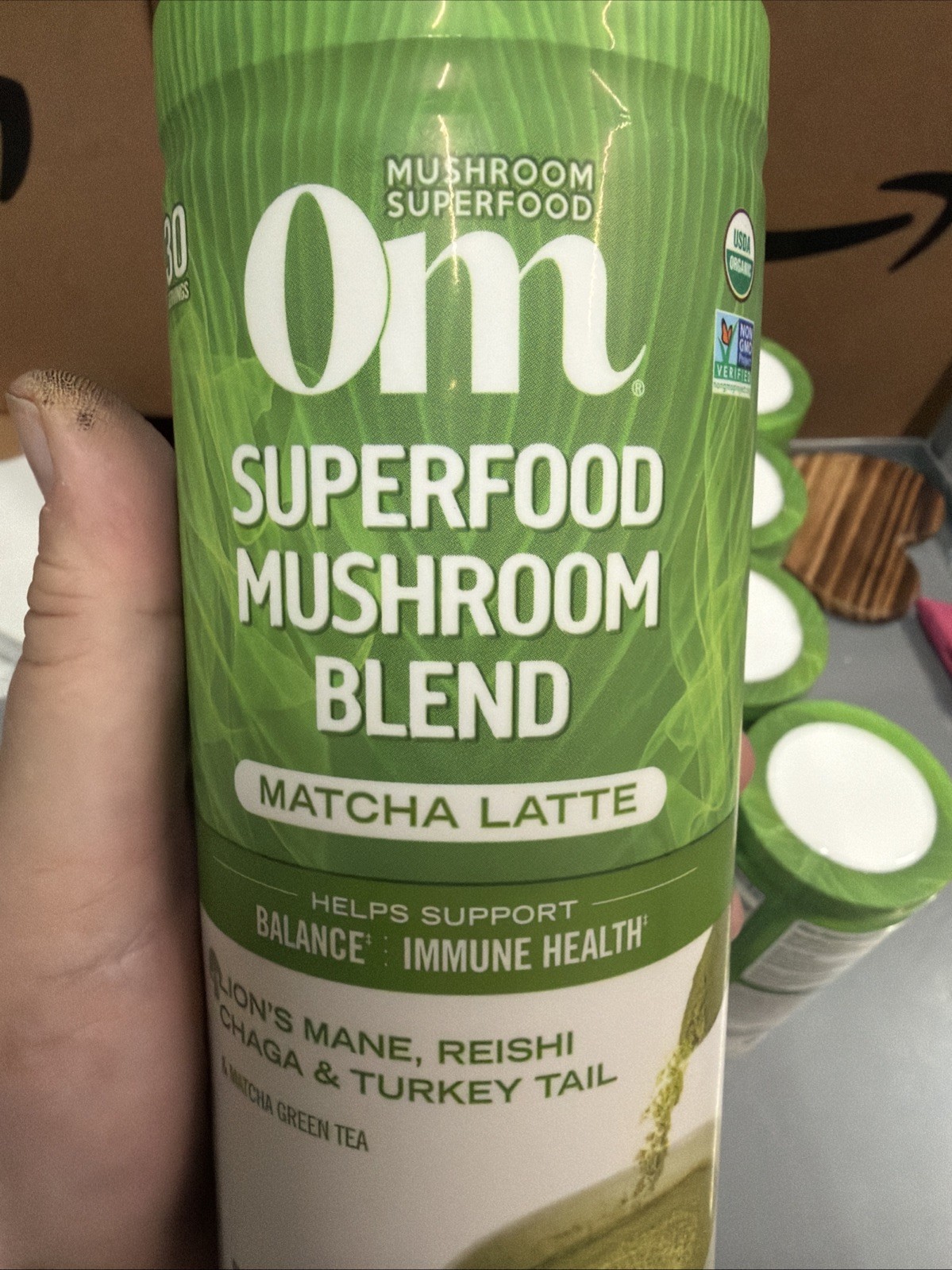 Om Mushroom Superfood Matcha Latte Blend Mushroom Powder, 8.47 Ounce. 05/26