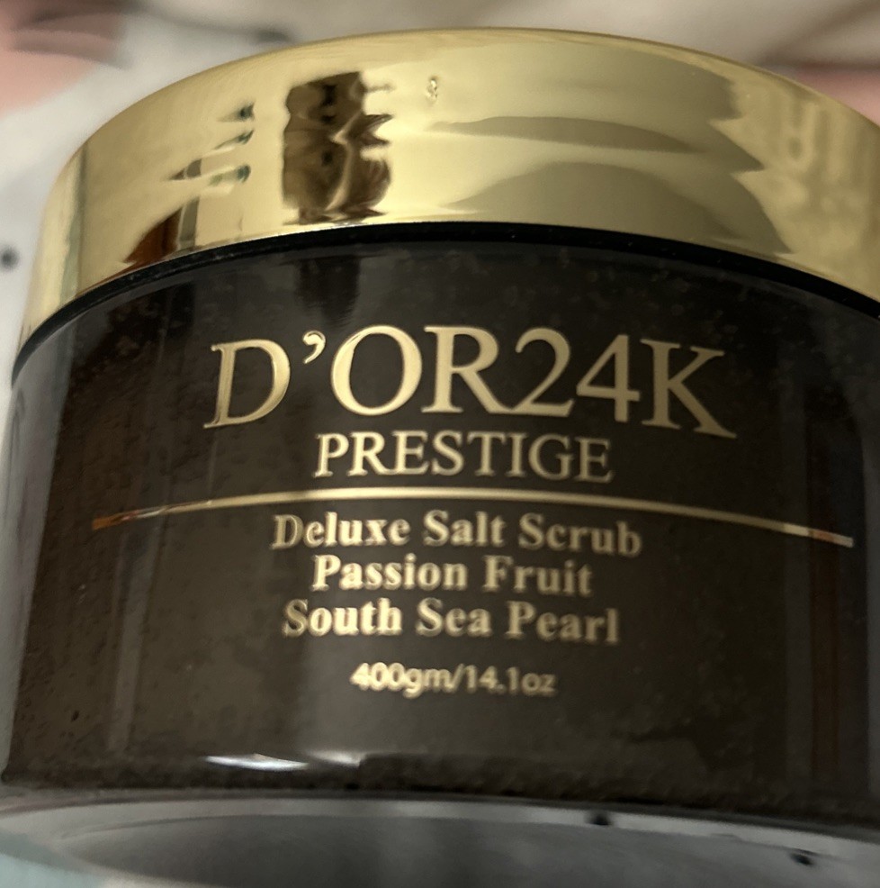 D’OR24K Prestige Deluxe Salt Scrub Passionfruit and South Sea Pearl 14.1 oz New