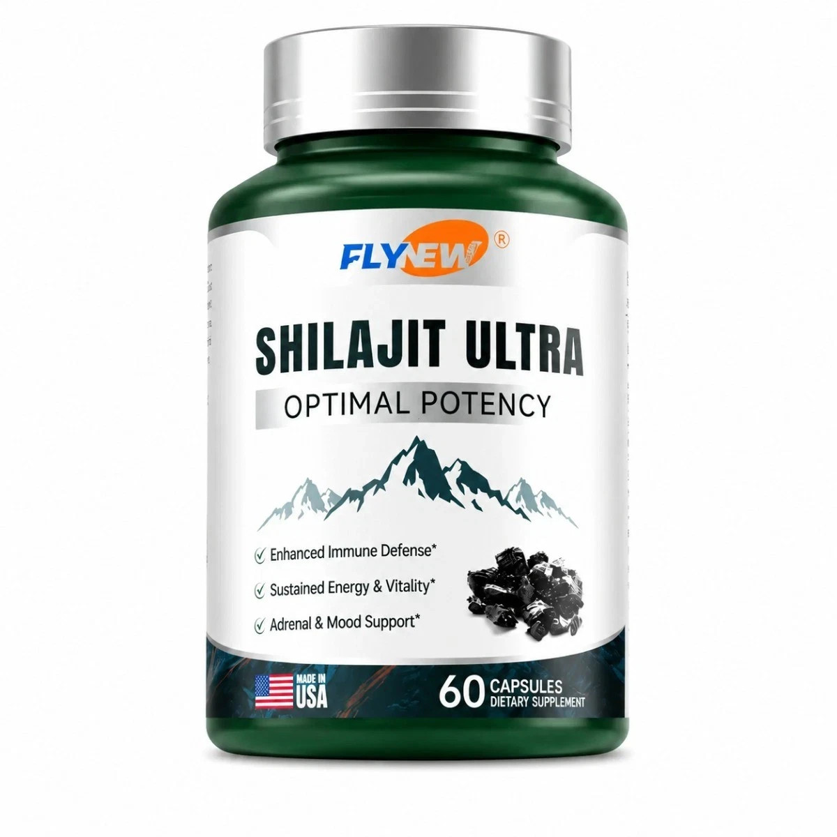 Shilajit Ultra Optimal Potency, Pure Shilajit Extract Flynew with L-Arginine,
