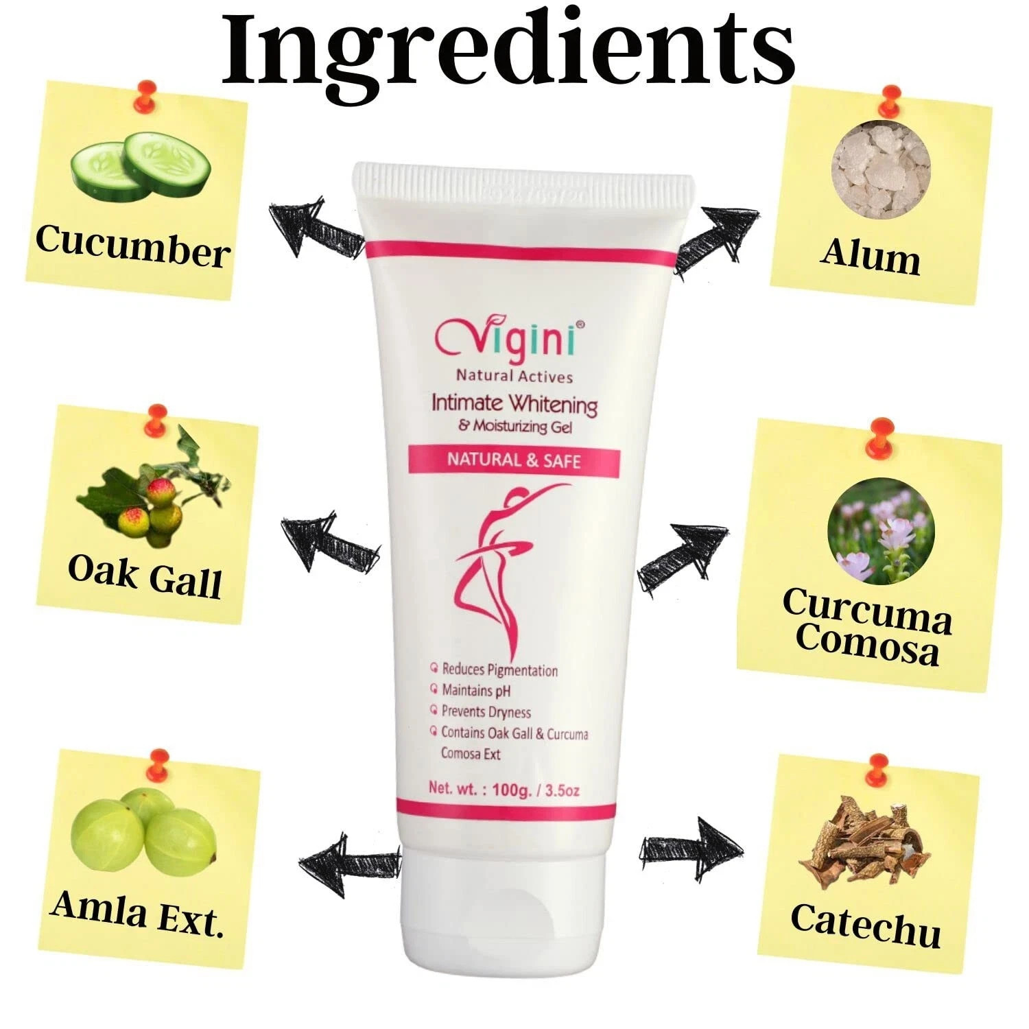Vigini Natural Actives V Tightening And Whitening Gel, 100gm Free Shipping