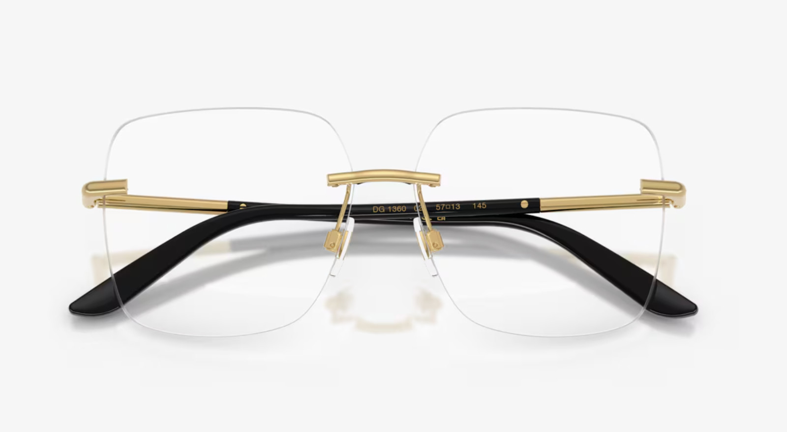 New DOLCE & GABBANA Eyeglasses DG 1360 02 57-13 145 Gold & Black Rimless Frames