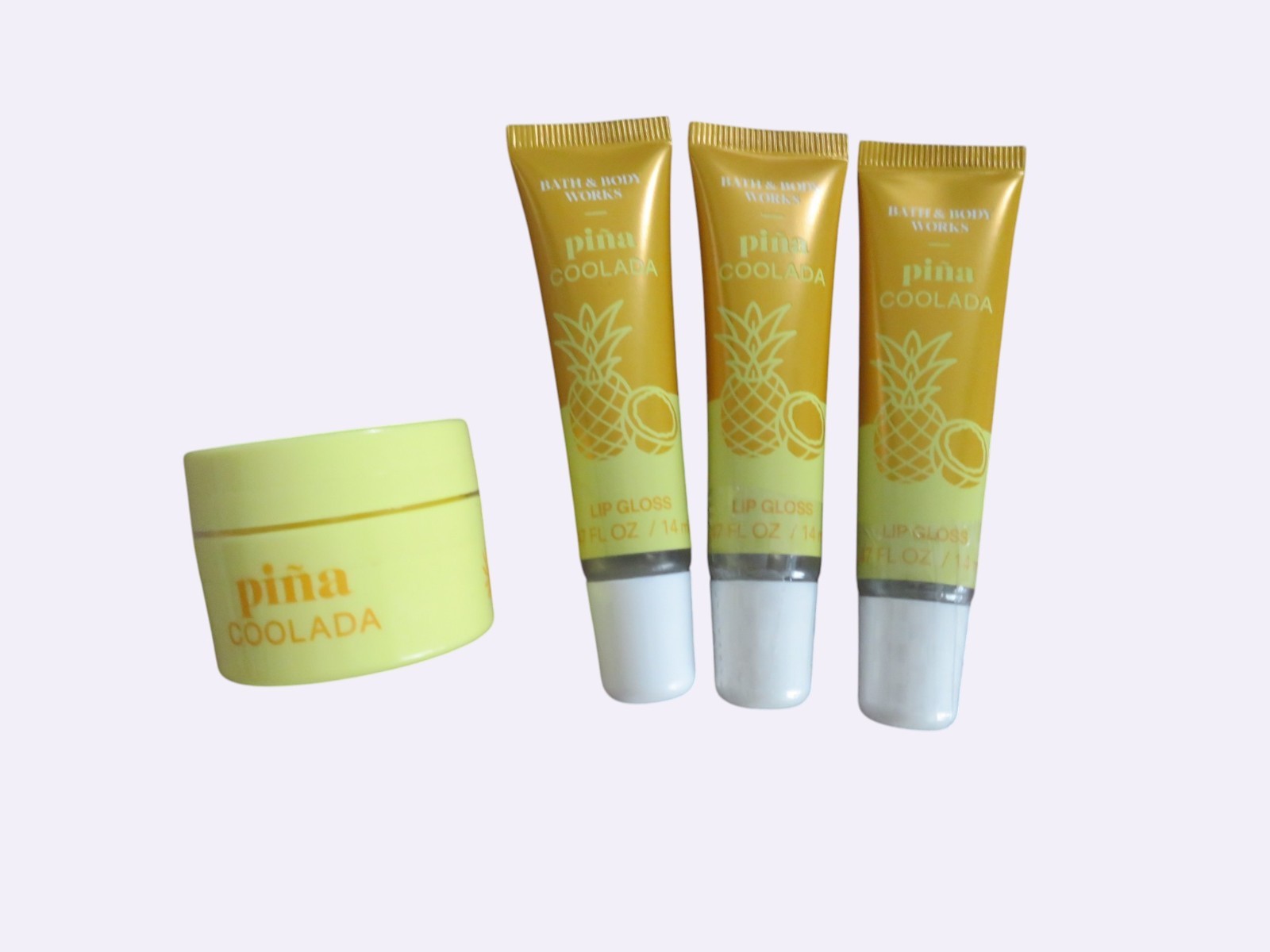 Bath & Body Works Set of 3 PINA COLADA Lip Glosses & 1 PINA COLADA Lip Mask, NWT