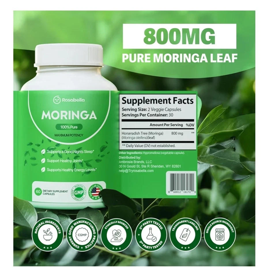 Pure Morina Powder,Energy,Skin,Immune,Gut Health Superfood,Antioxidants-60capsu