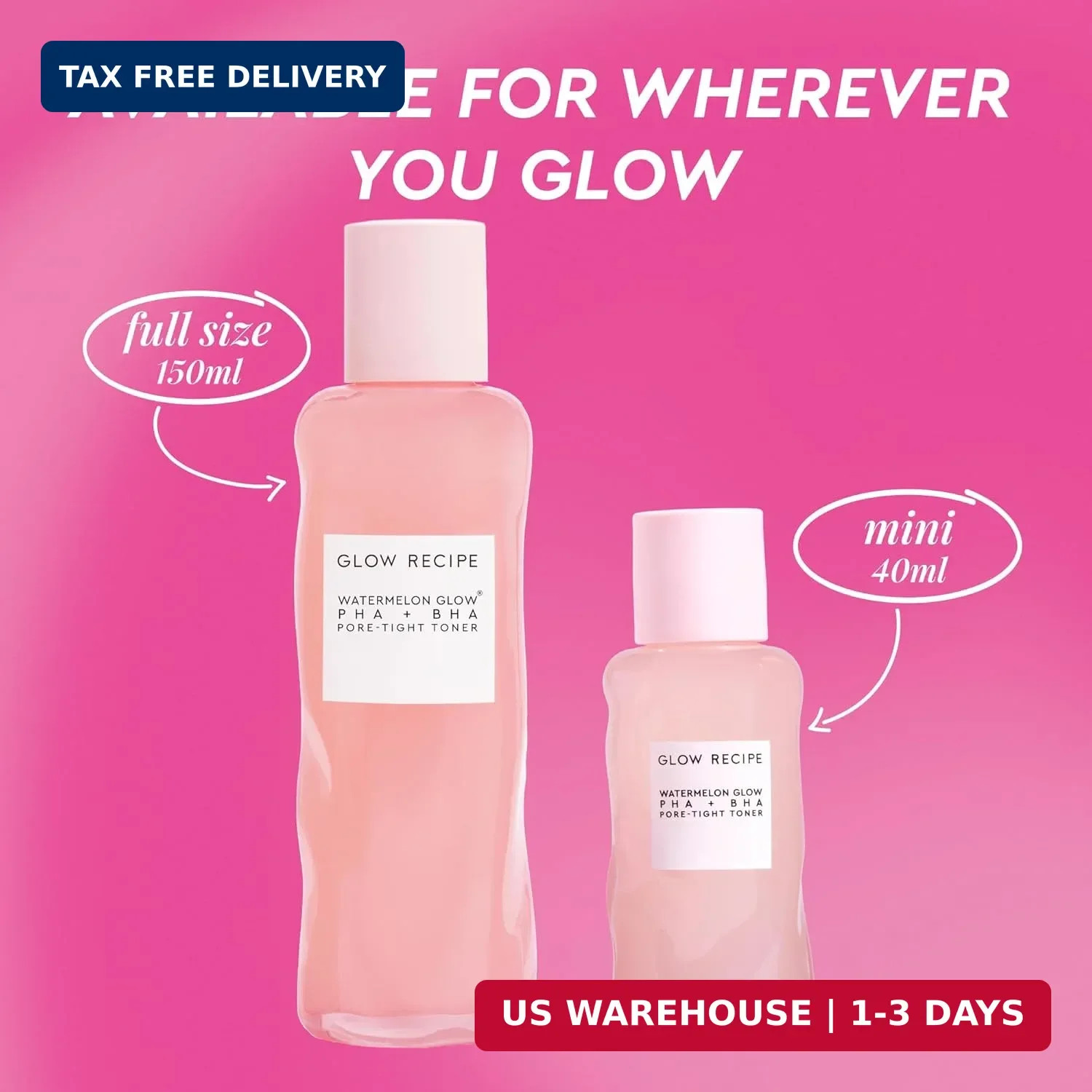 Glow Recipe PHA + BHA Face Toner, Korean Exfoliating Toner for Pores, Gentle Che