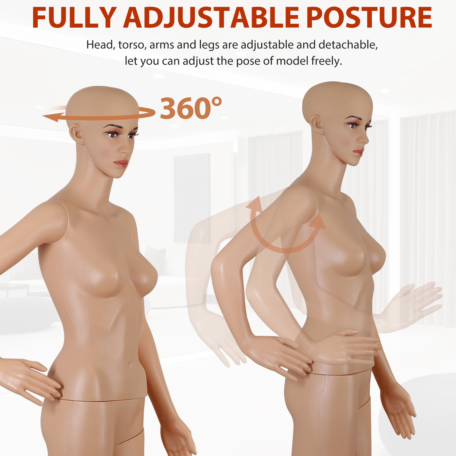 Female Mannequin Manikin Dress Form 69″ Adjustable Mannequin Full Body with Base