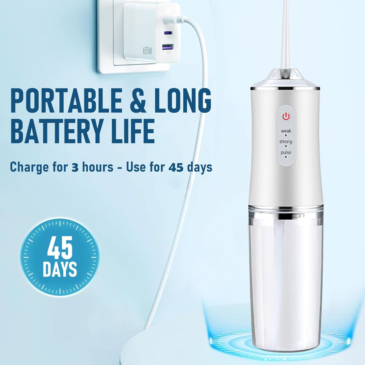 Electric Water Flosser Cordless for Teeth 3 Modes 4 Jet Tips Cleaning and Flossi