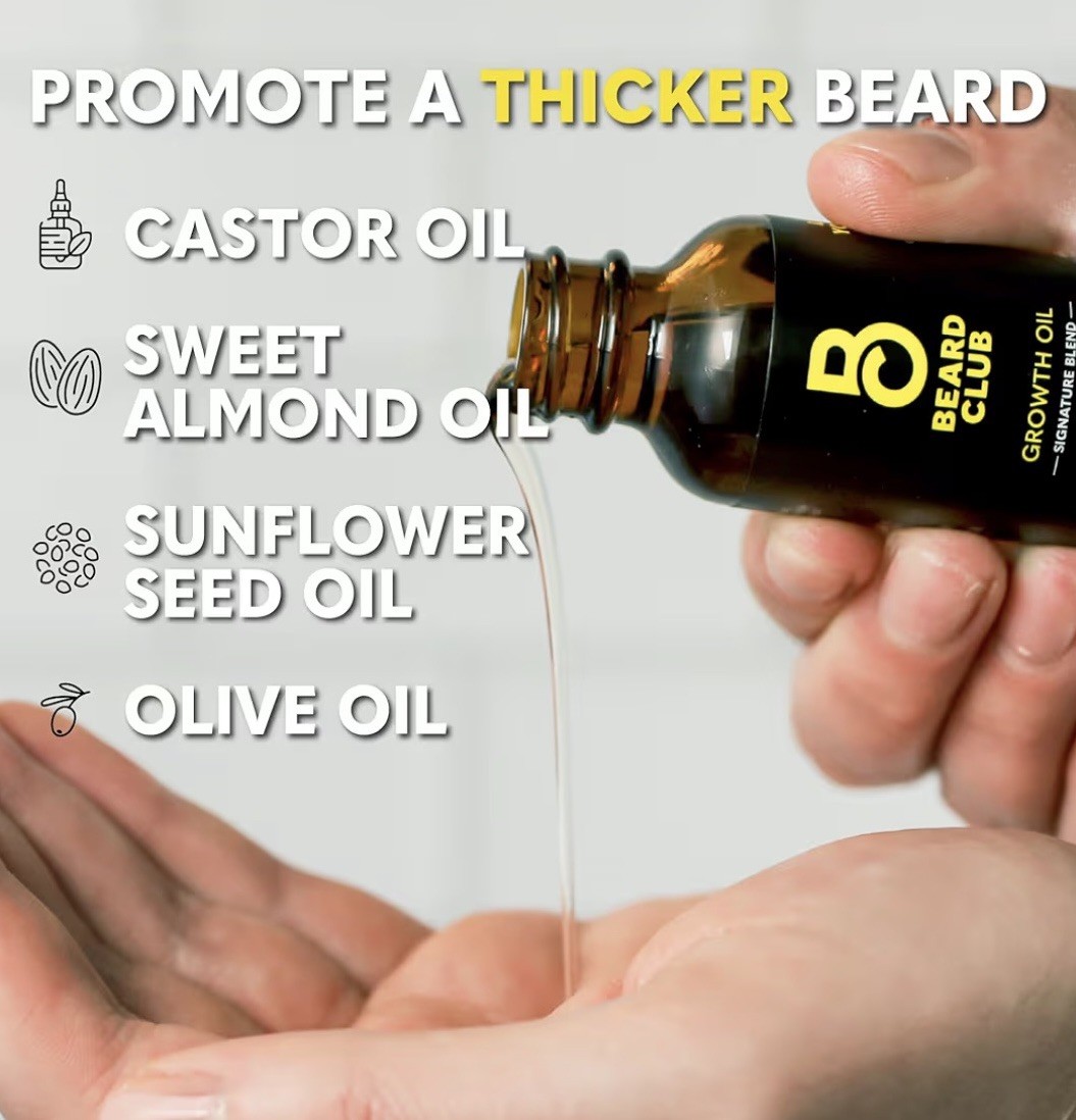 The Beard Club Beard Growth Oil for Men, Hair Growth, Moisturizes Skin 1 fl oz