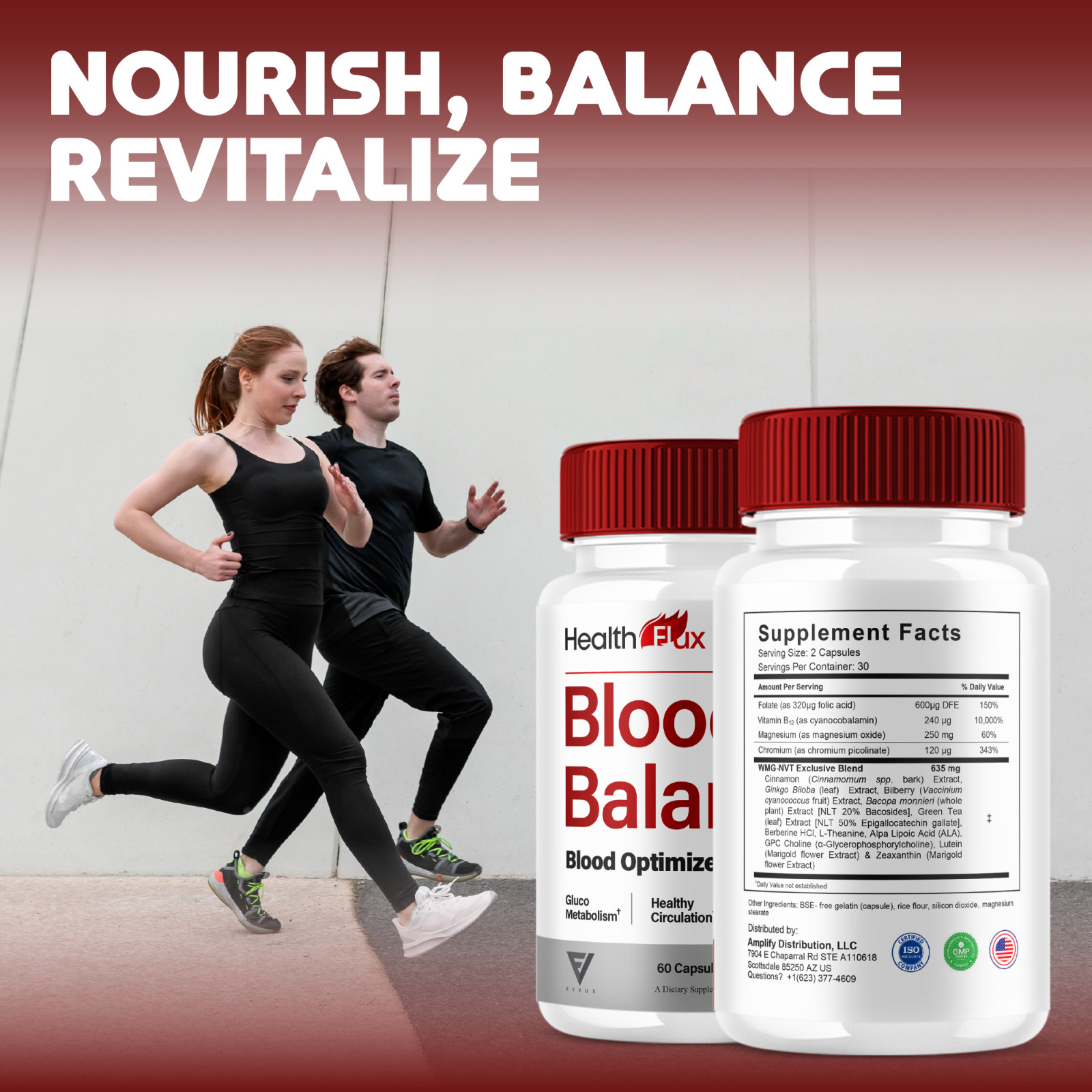 (3 Pack) Health Flux Blood Support Supplement, HealthFlux Pills (180 Capsules)