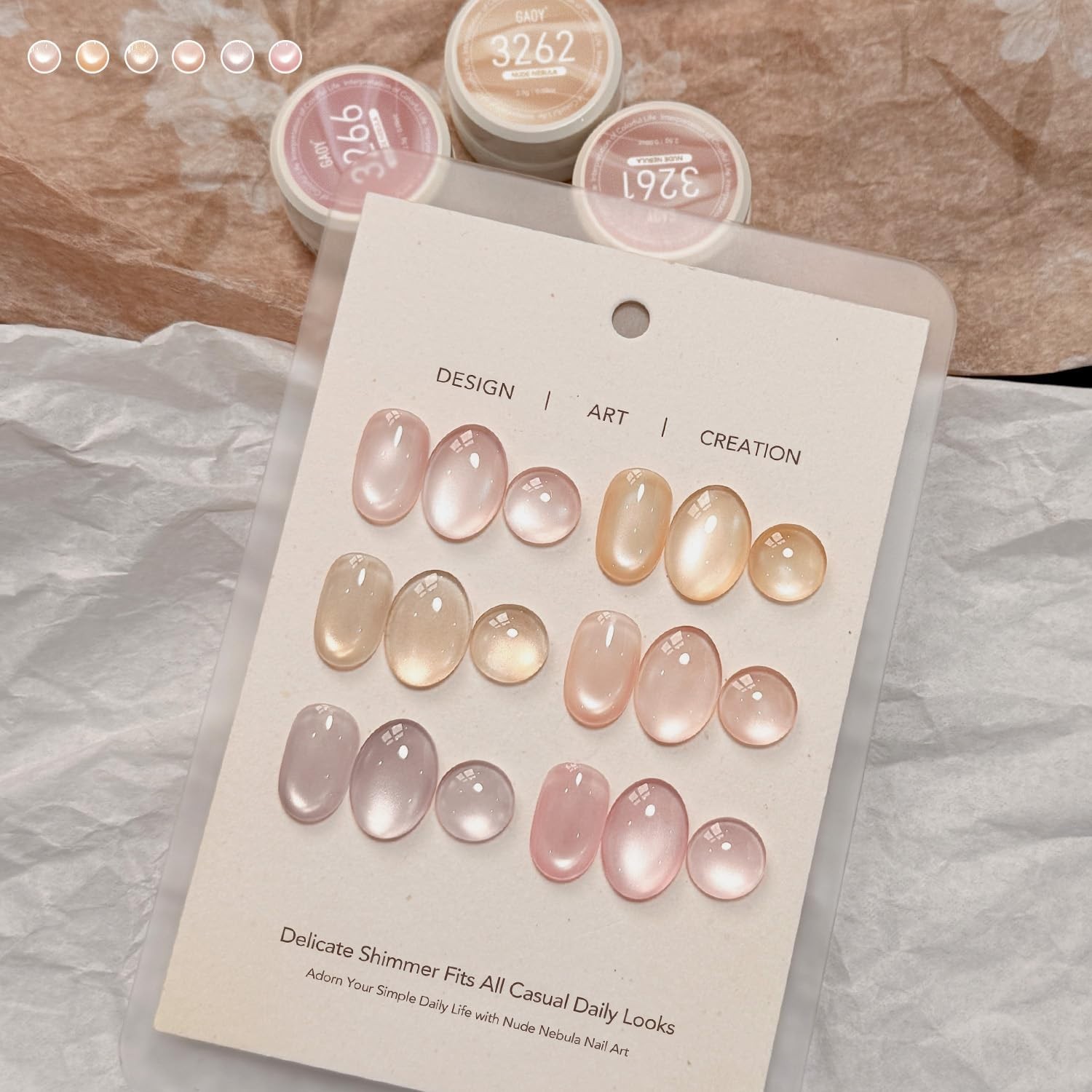 GAOY Sheer Nude Cat Eye Gel Nail Polish Set with Magnet, 6 Colors Jelly Pink Pur