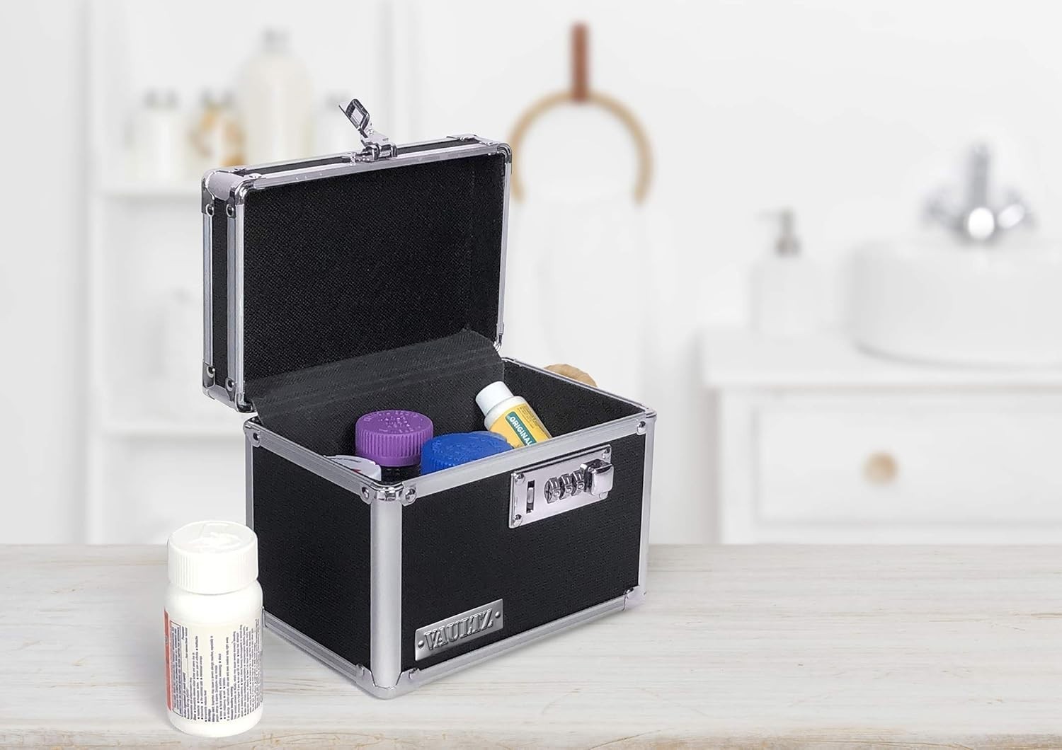 Felt Lock Box with Combination Mechanism for Safe Medication Storage