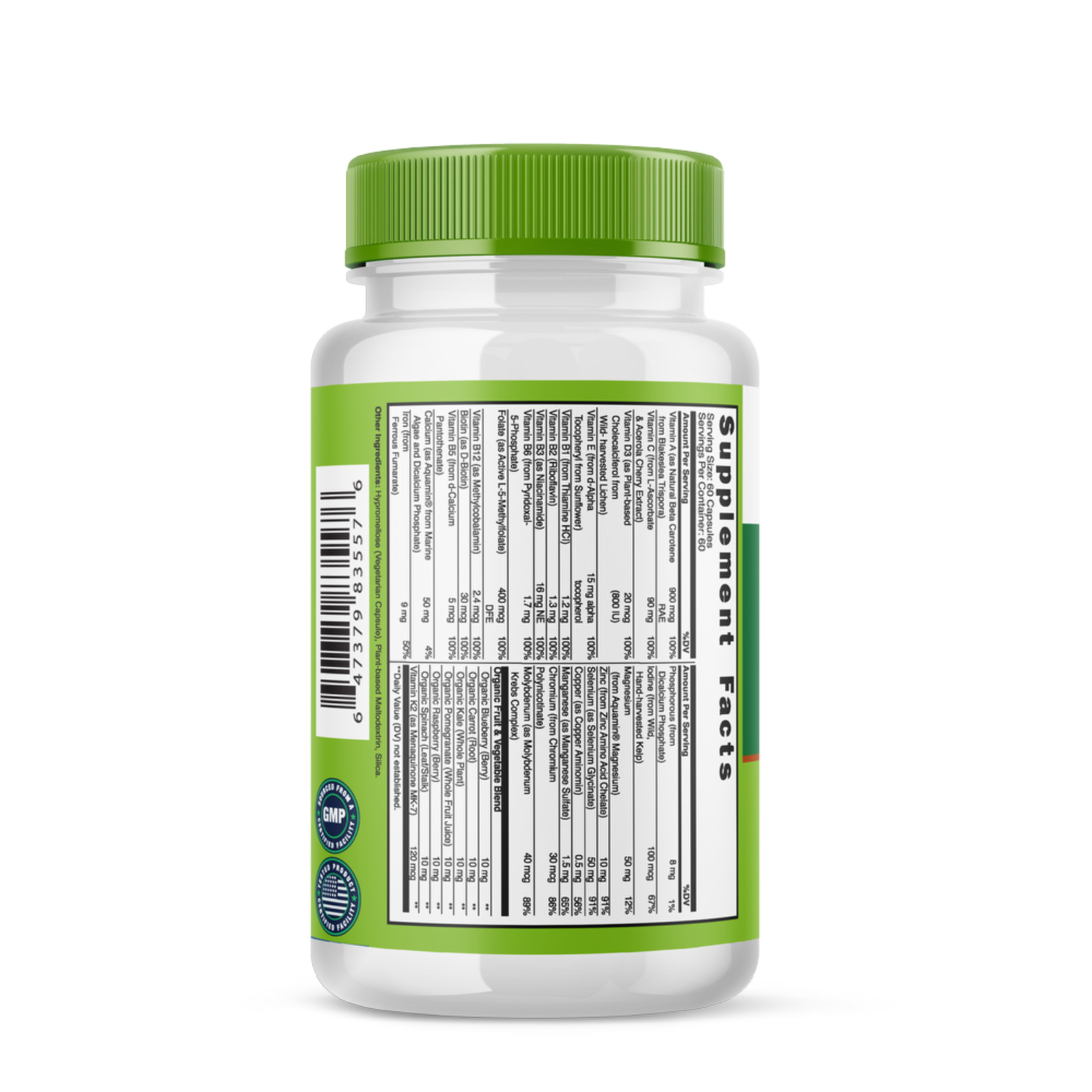 Women Organic Whole food multivitamin & Multi-Mineral, One Daily, 60 days supply