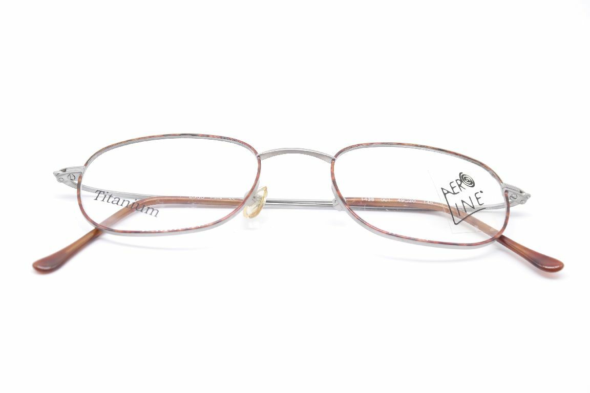 Vintage Logo Aer Line 1438 001 49[]20 145 Brown Oval Glasses NOS