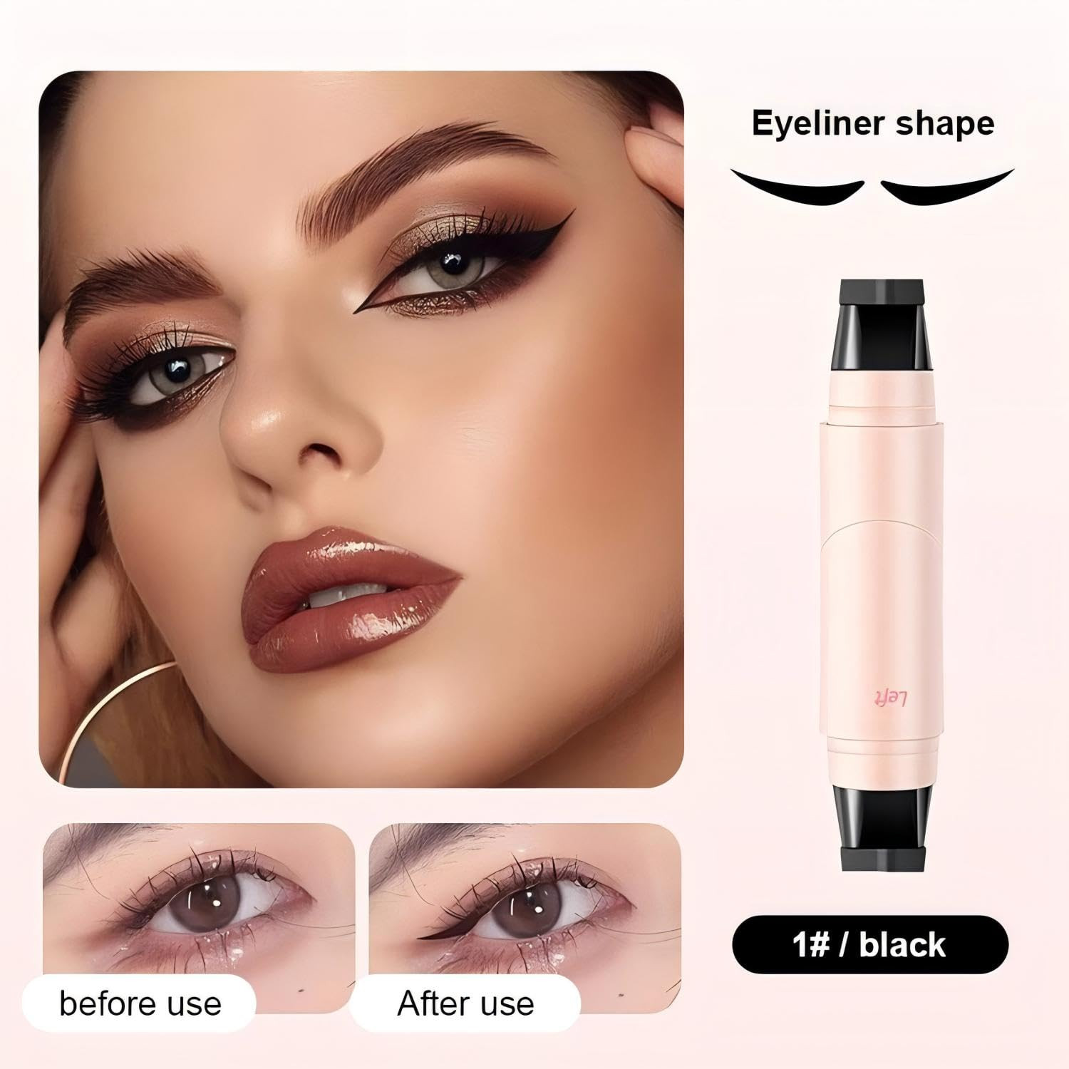 Winged Eyeliner Stamp Pen Dual Head Rotating Design, Quick-Dry, Long-Lasting, Sm