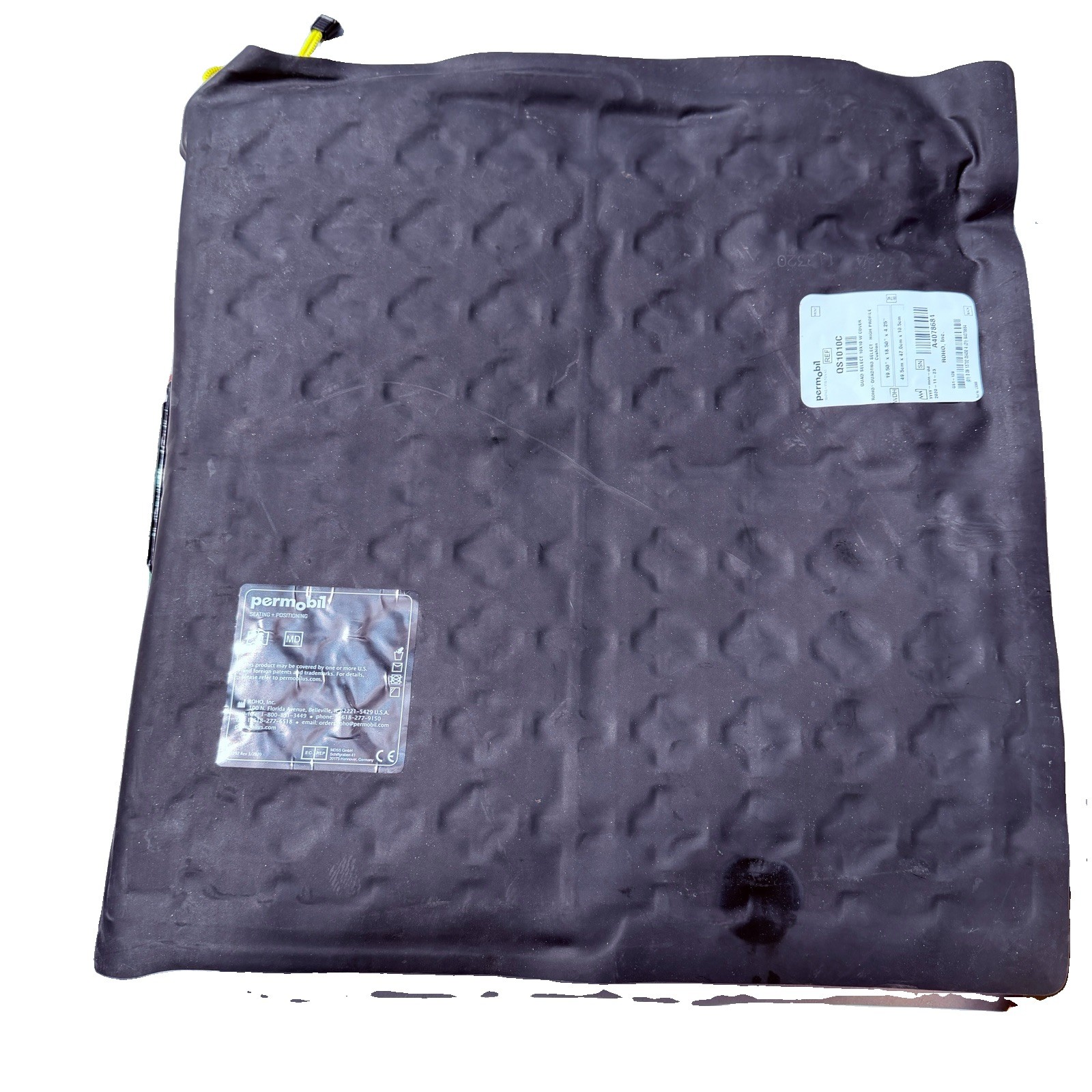 ROHO High Profile Quadtro Select Wheelchair Black Air Cushion w/2Covers: QS1010C