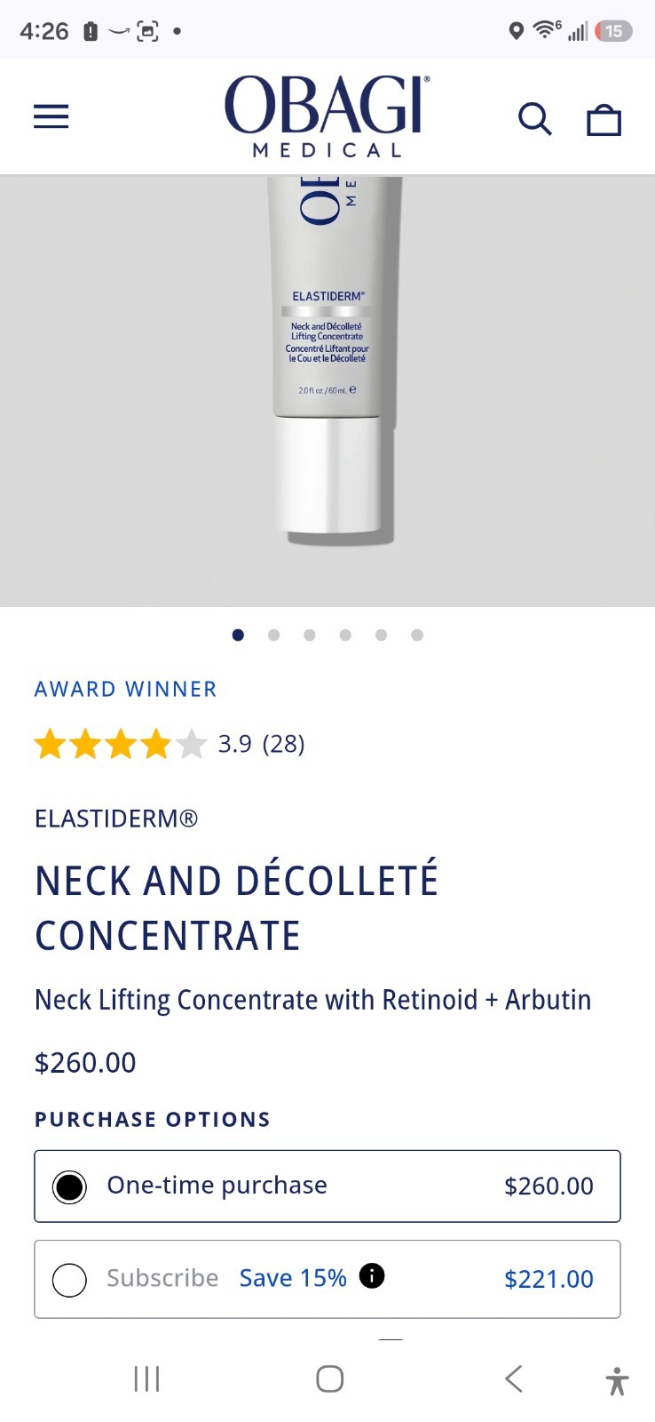 Obagi Medical ELASTIderm Neck & Decollete Concentrate Firming 2 fl oz / 60 mL