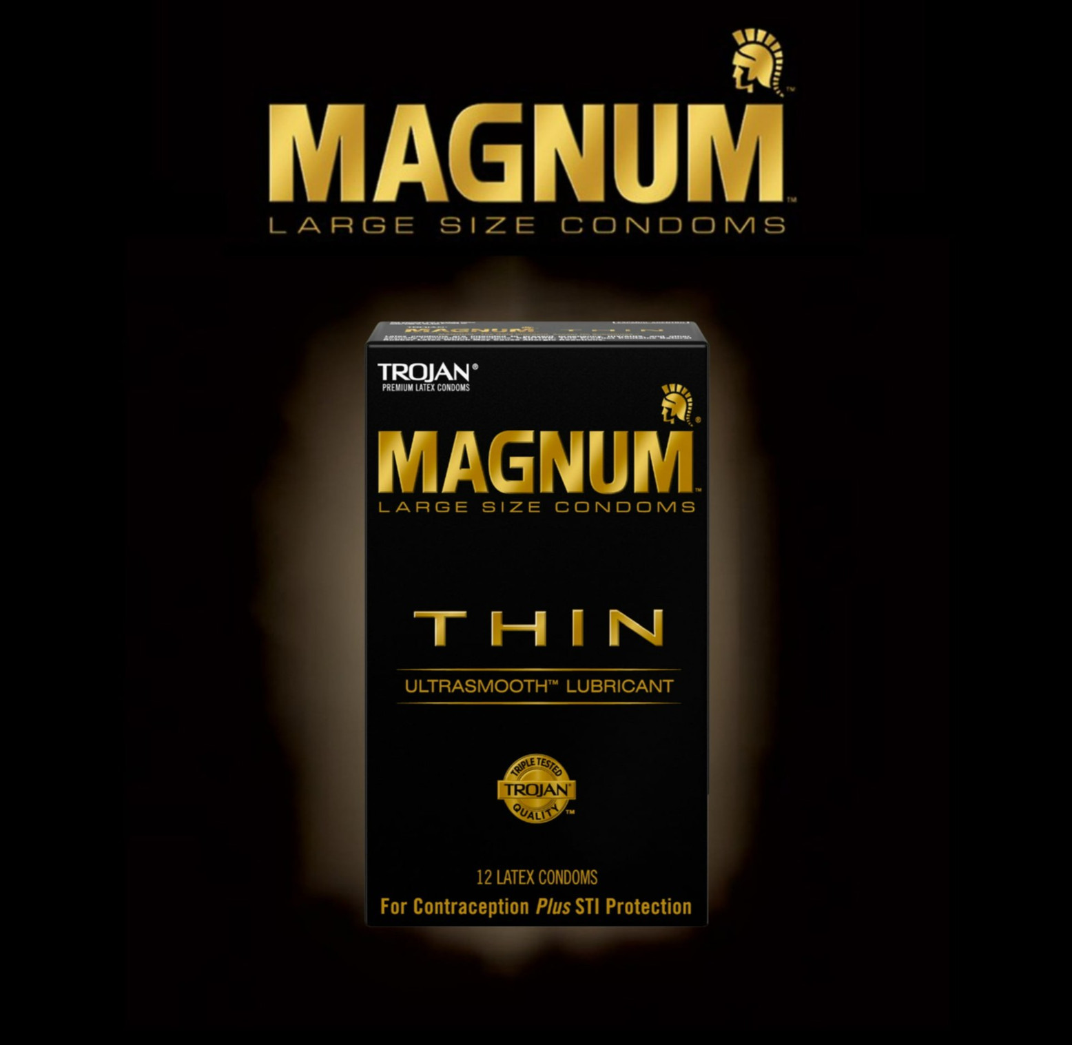 Trojan Magnum Thin Large Size Lubricated Condoms | 12 Count