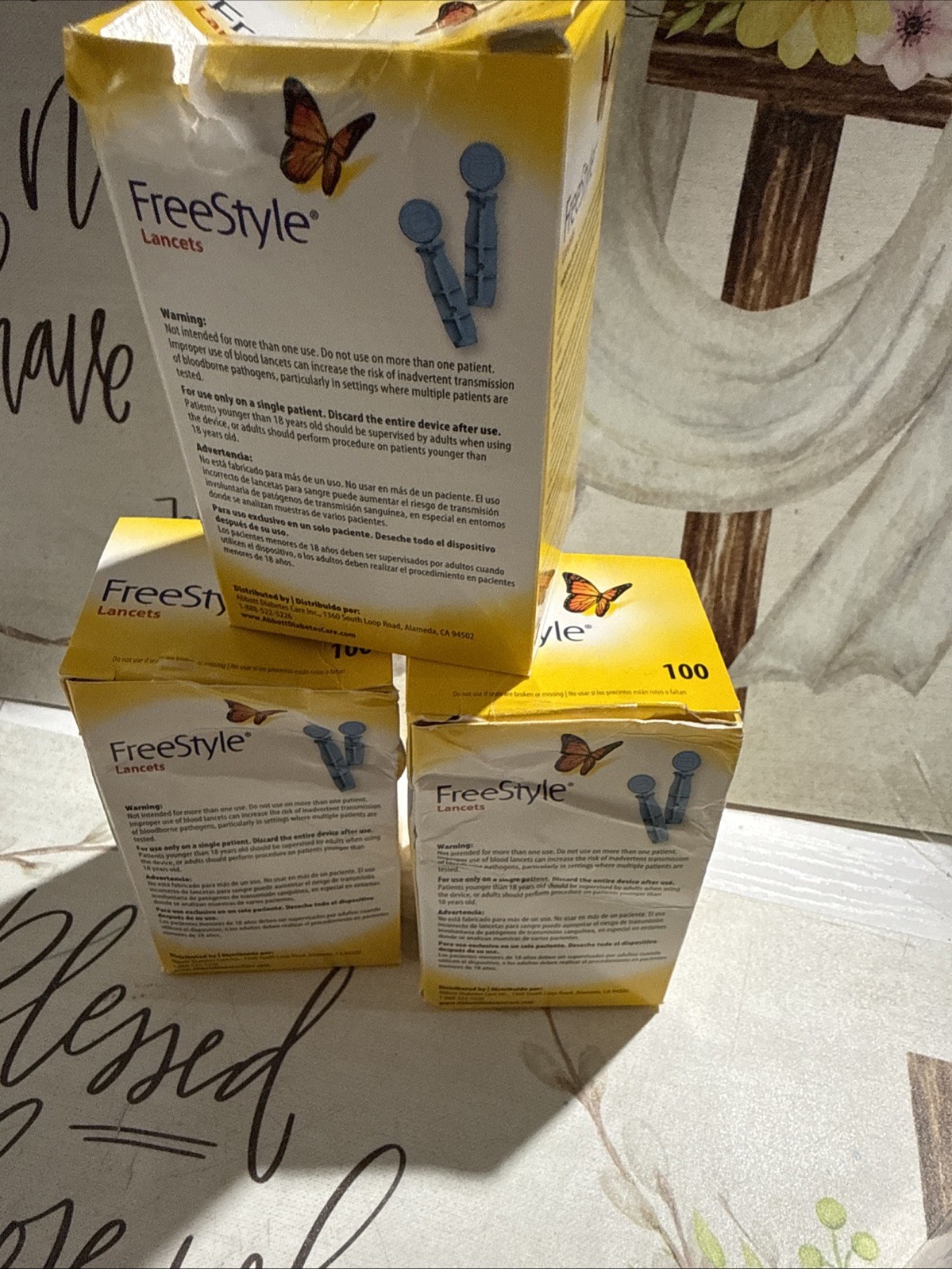3 Freestyle 28 Gage Sterile Lancets ; 100 Lancets (3 Pack) Exp 11/2030
