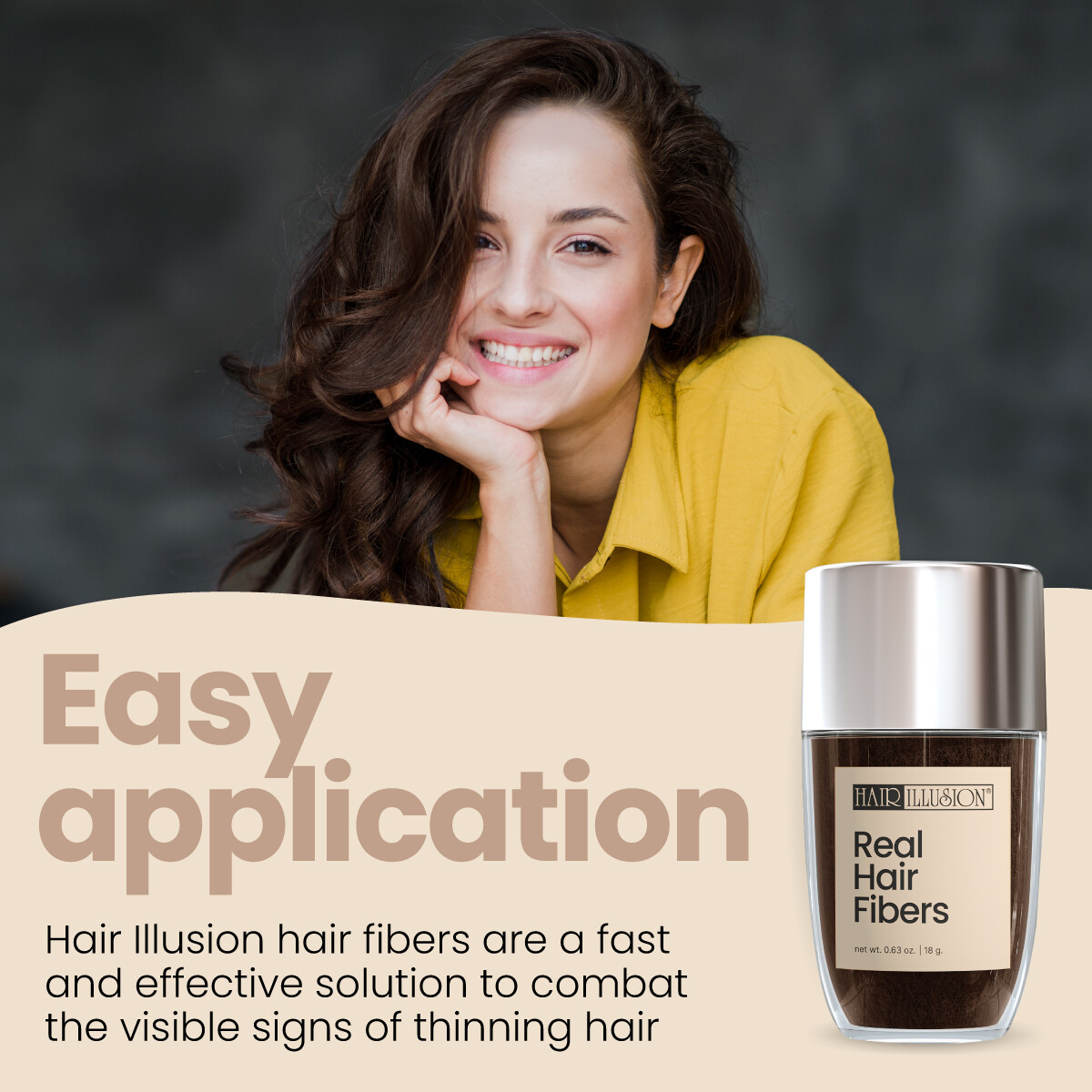 Real Hair Building Fibers by HAIR ILLUSION Instant Hair Loss Recovery 18 Grams
