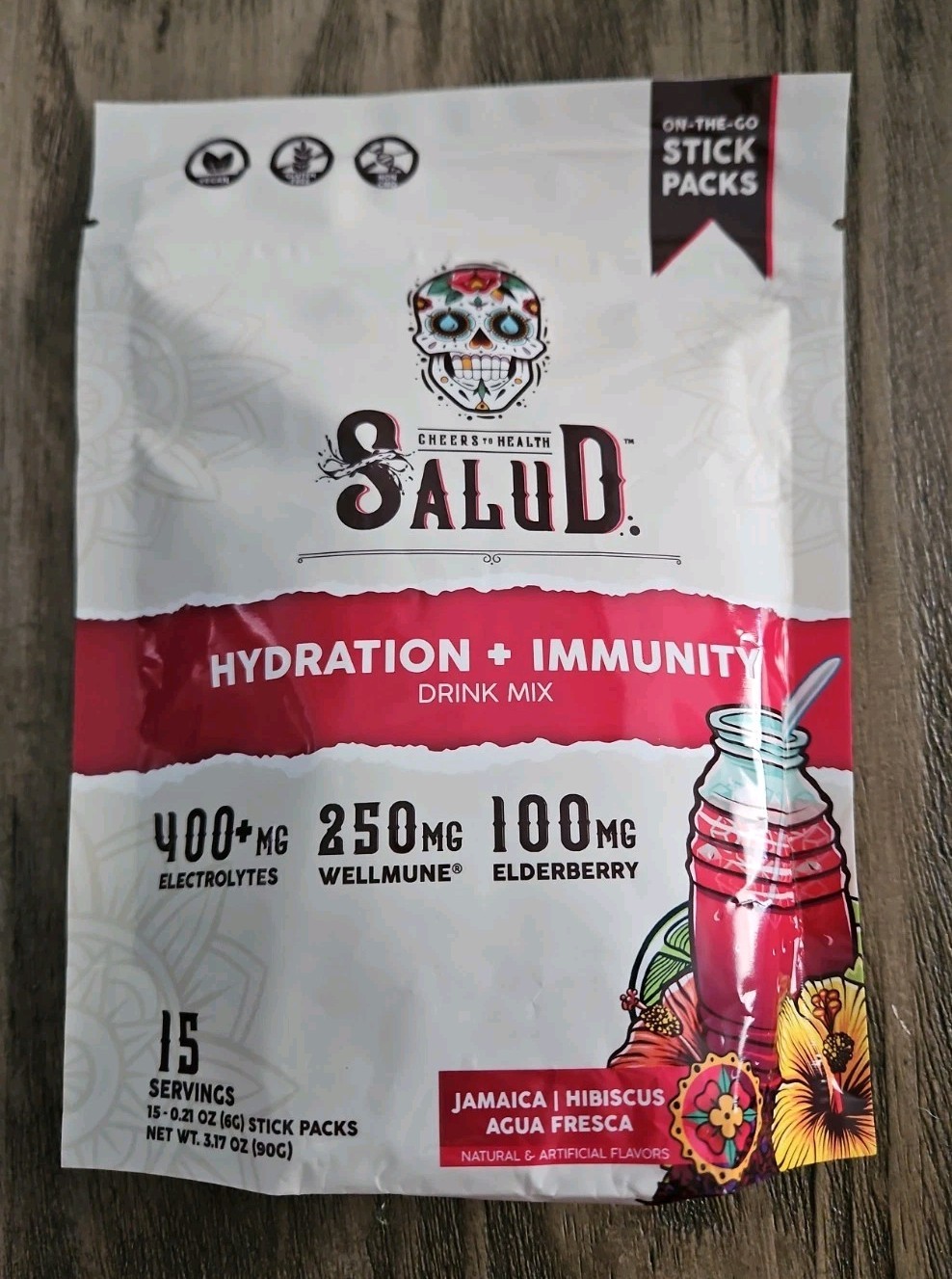 Salud 2-in-1 Hydration Packets + Immunity Electrolytes Powder, Hibiscus Jamaica