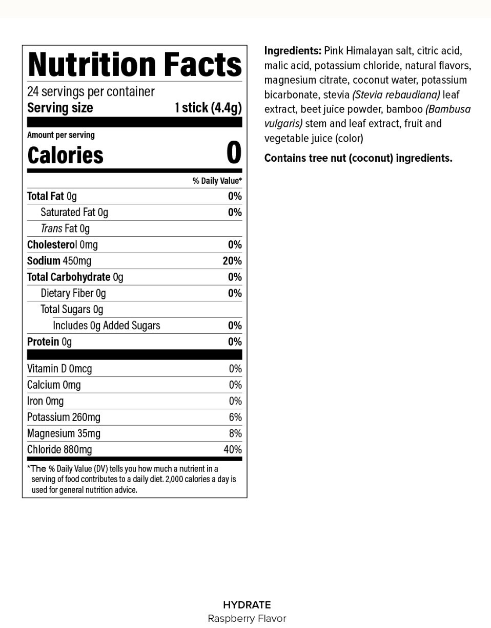 Isagenix New Hydrate Electrolytes Drink Mix 24 Sticks 0.1oz Raspberry Flavor