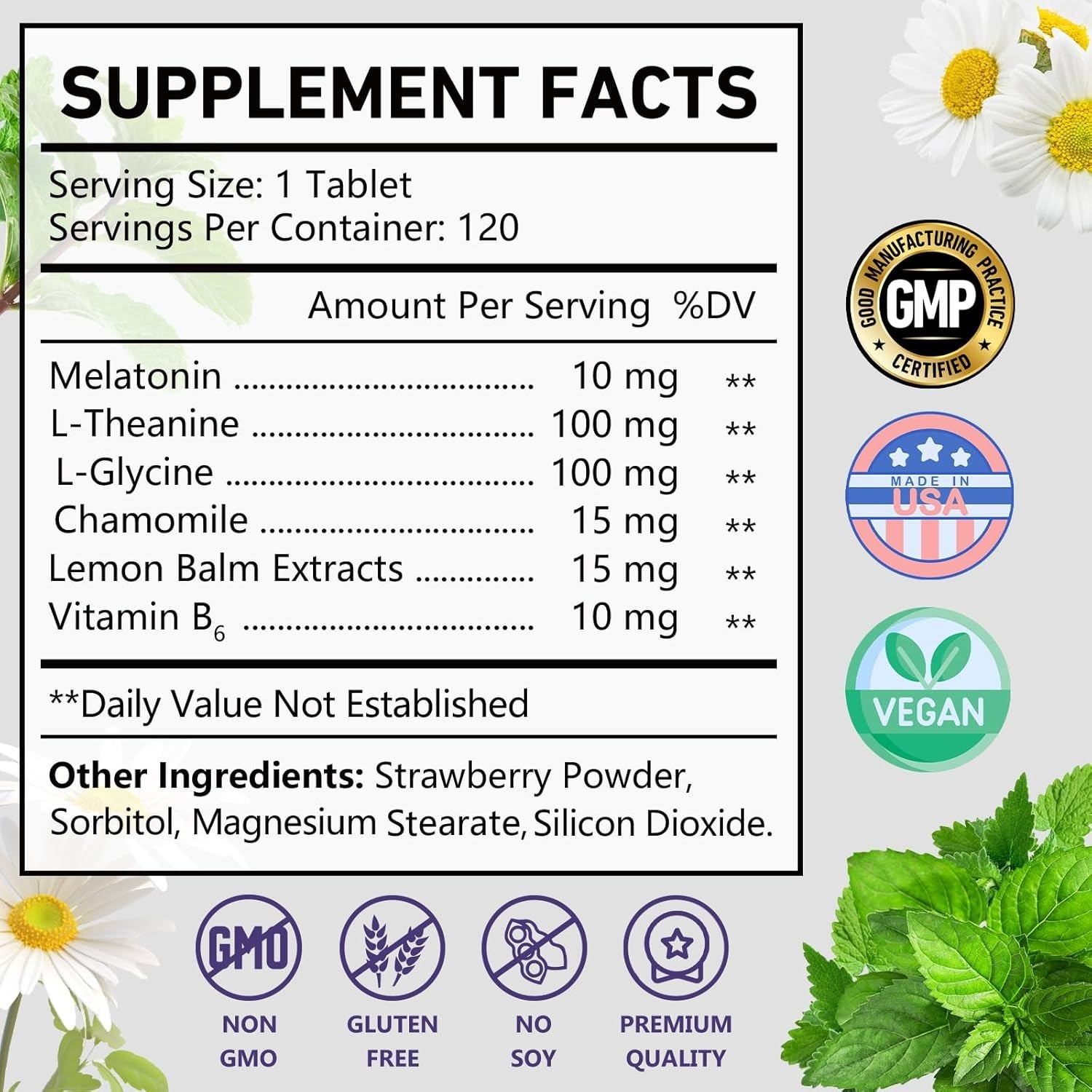 Delicious Strawberry Melatonin Tablets – 10mg Relaxation Support, 120-Day Supply