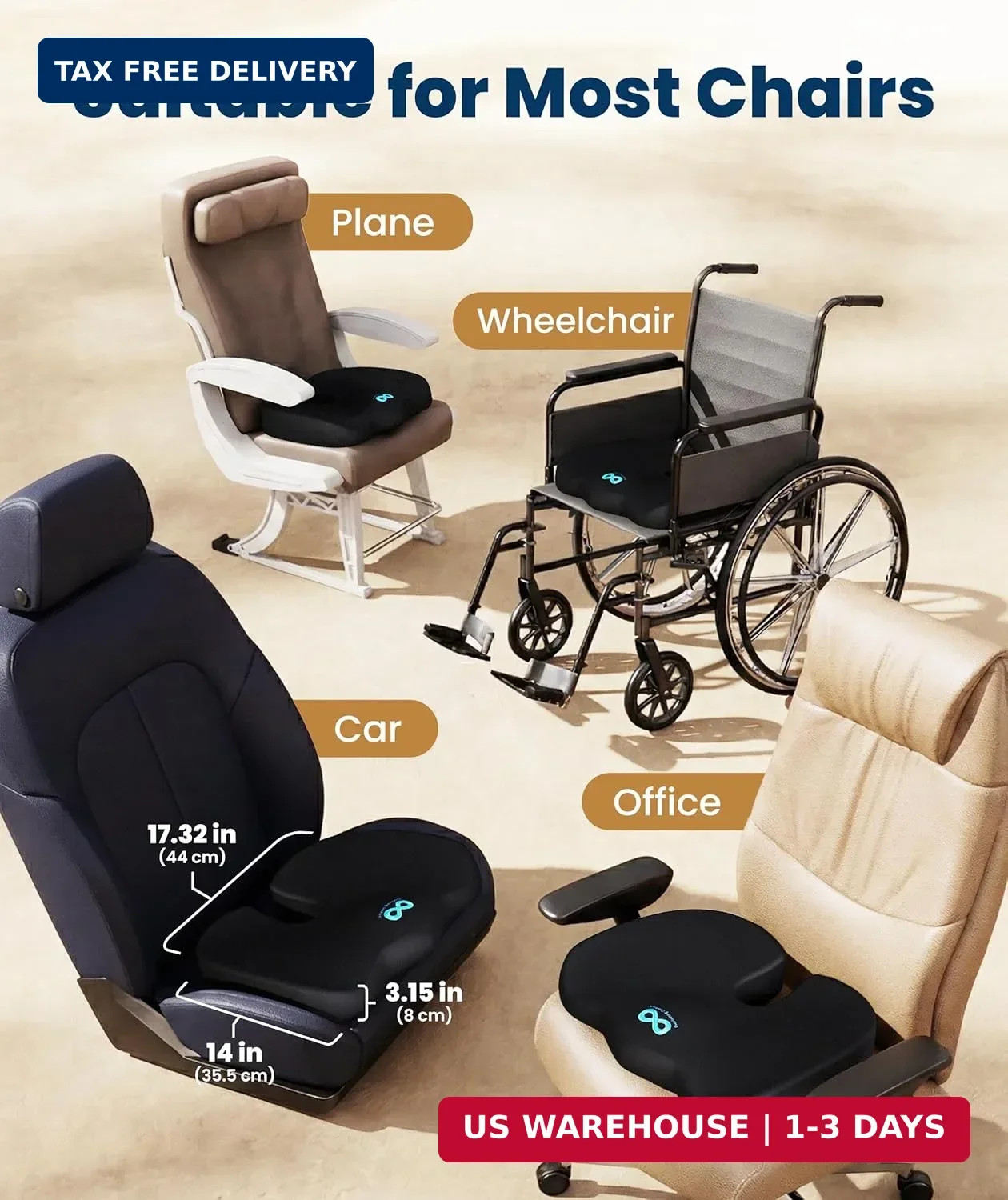 Everlasting Comfort Doctor Recommended Memory Foam Seat Cushion for Office Chair