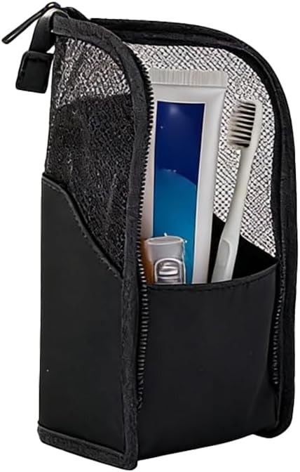 Standing Toiletry Bag 2026 – Lightweight Waterproof, Black+Pink, Travel Pouch