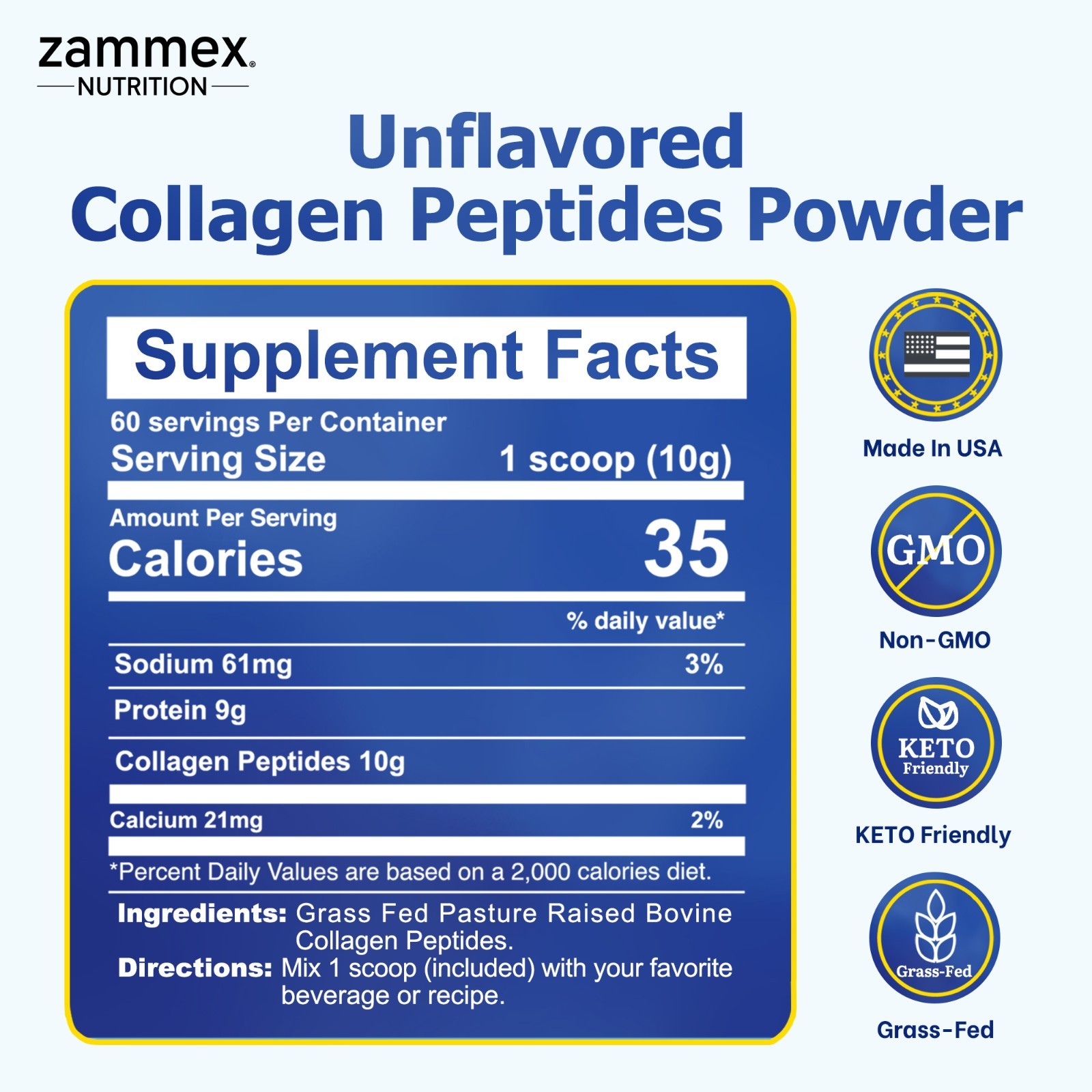 Collagen Peptides Powder Hydrolyzed Collagen ProteinTypes 1& 3 Unflavored-1.32LB