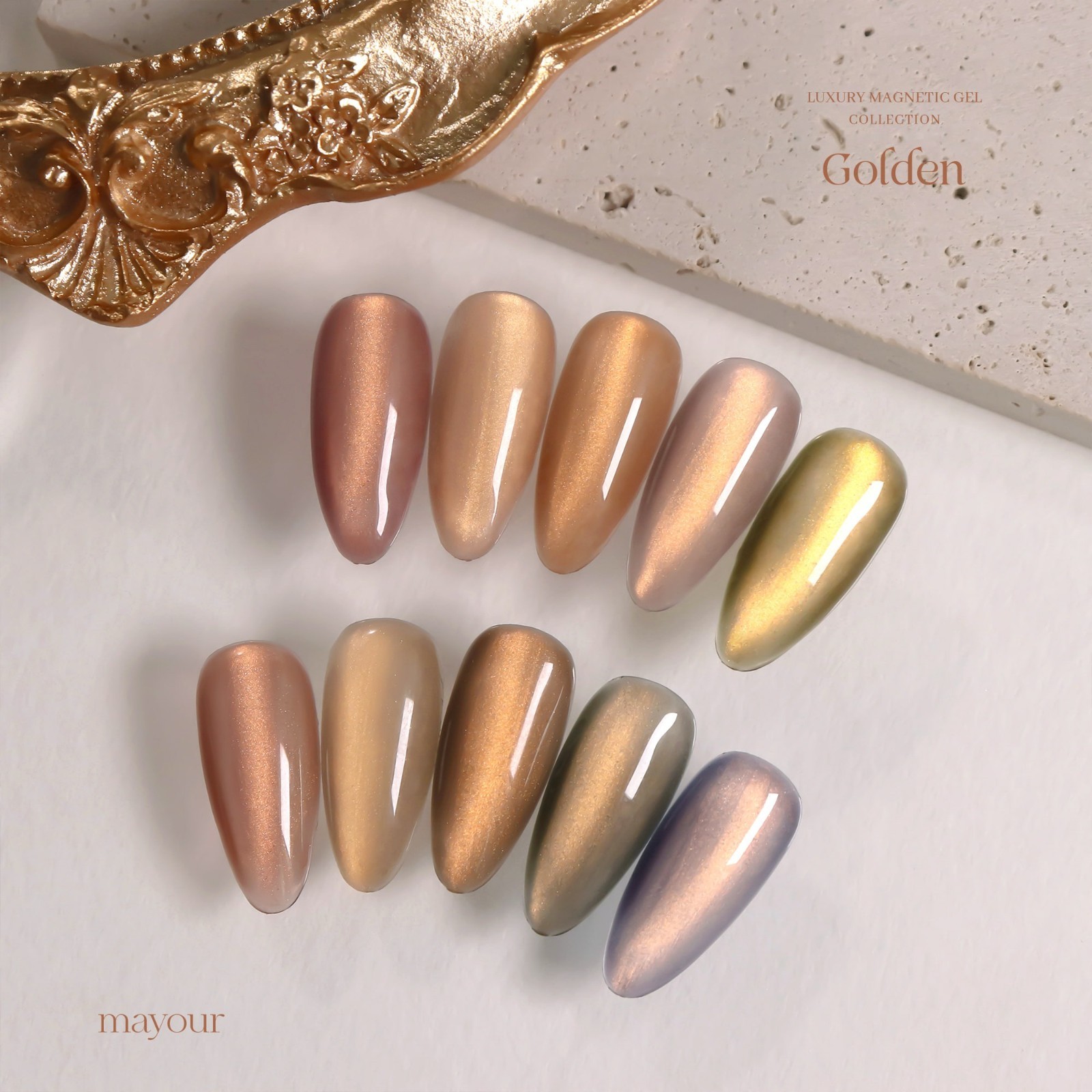 Mayour Gel Golden Cat Eye Gel Magnetic Gel Soak Off Nail Gel K-Beauty