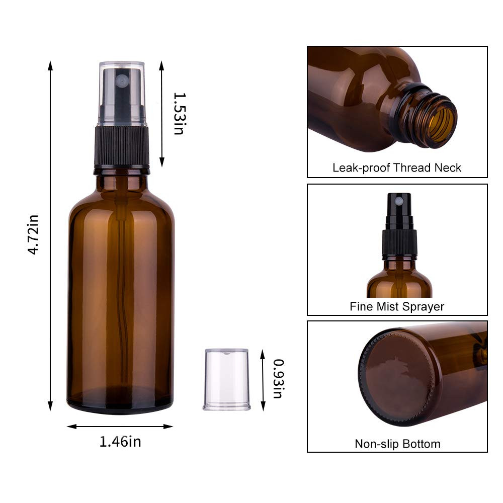 2Oz Amber Glass Spray Bottles for Essential Oils, Small Empty Spray Bottle, Fine