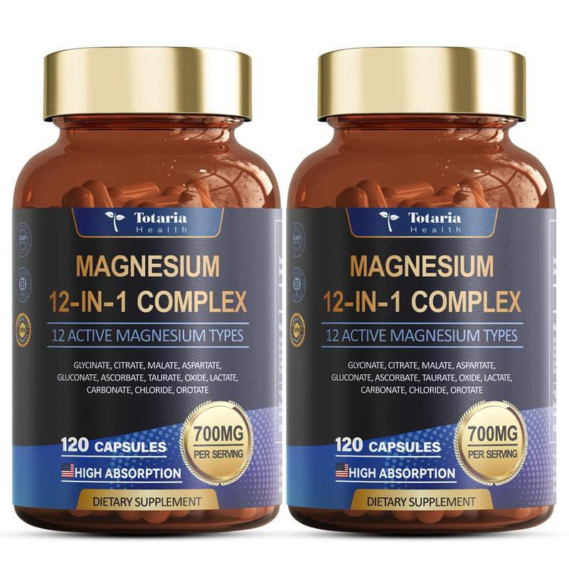 Totaria 12‑in‑1 Magnesium Complex 700mg Advanced Supplement Featuring Glycinate,