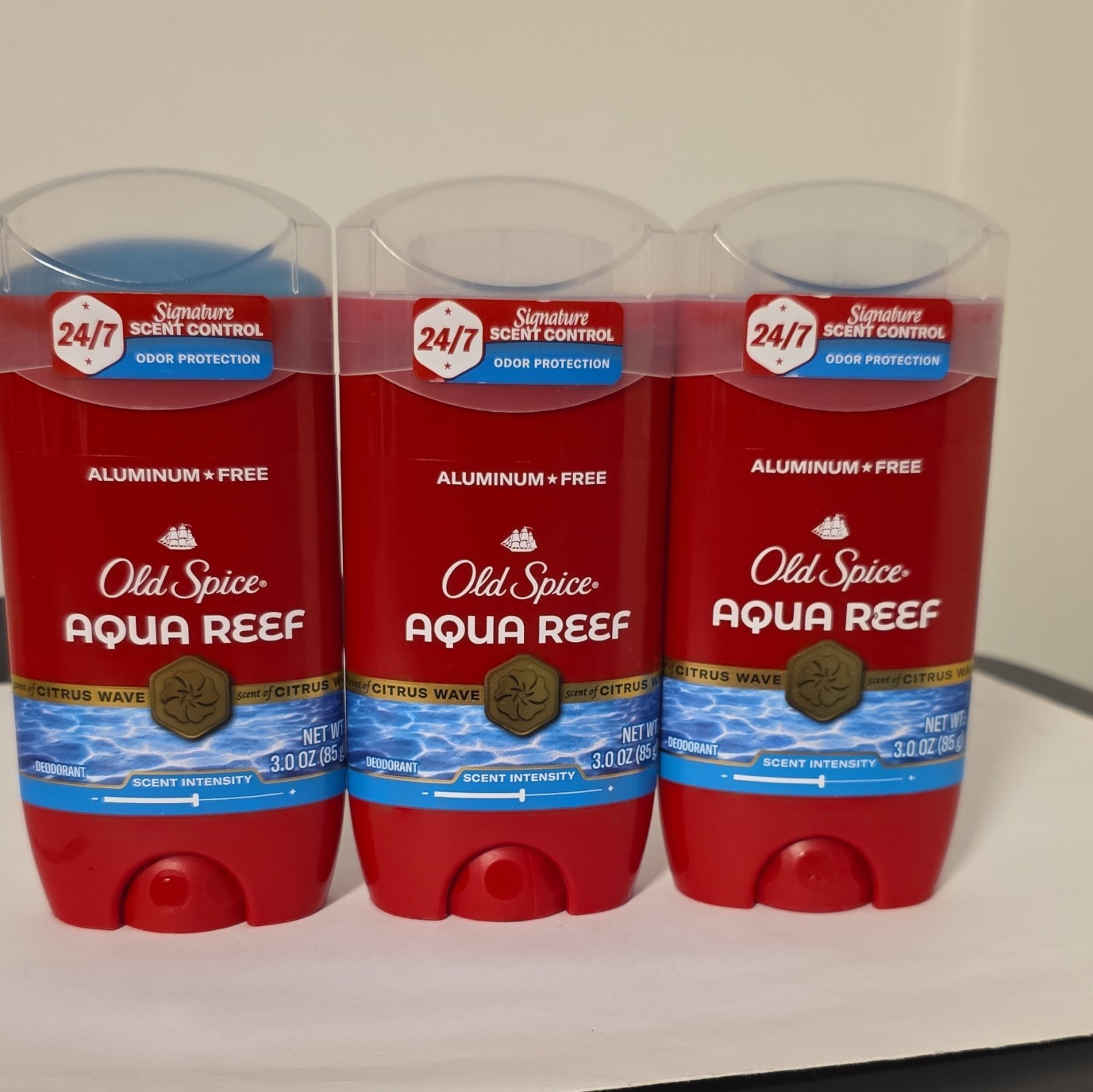 Old Spice Aqua Reef Aluminum-Free Deodorant Stick Citrus Wave 3 x 3.0 oz