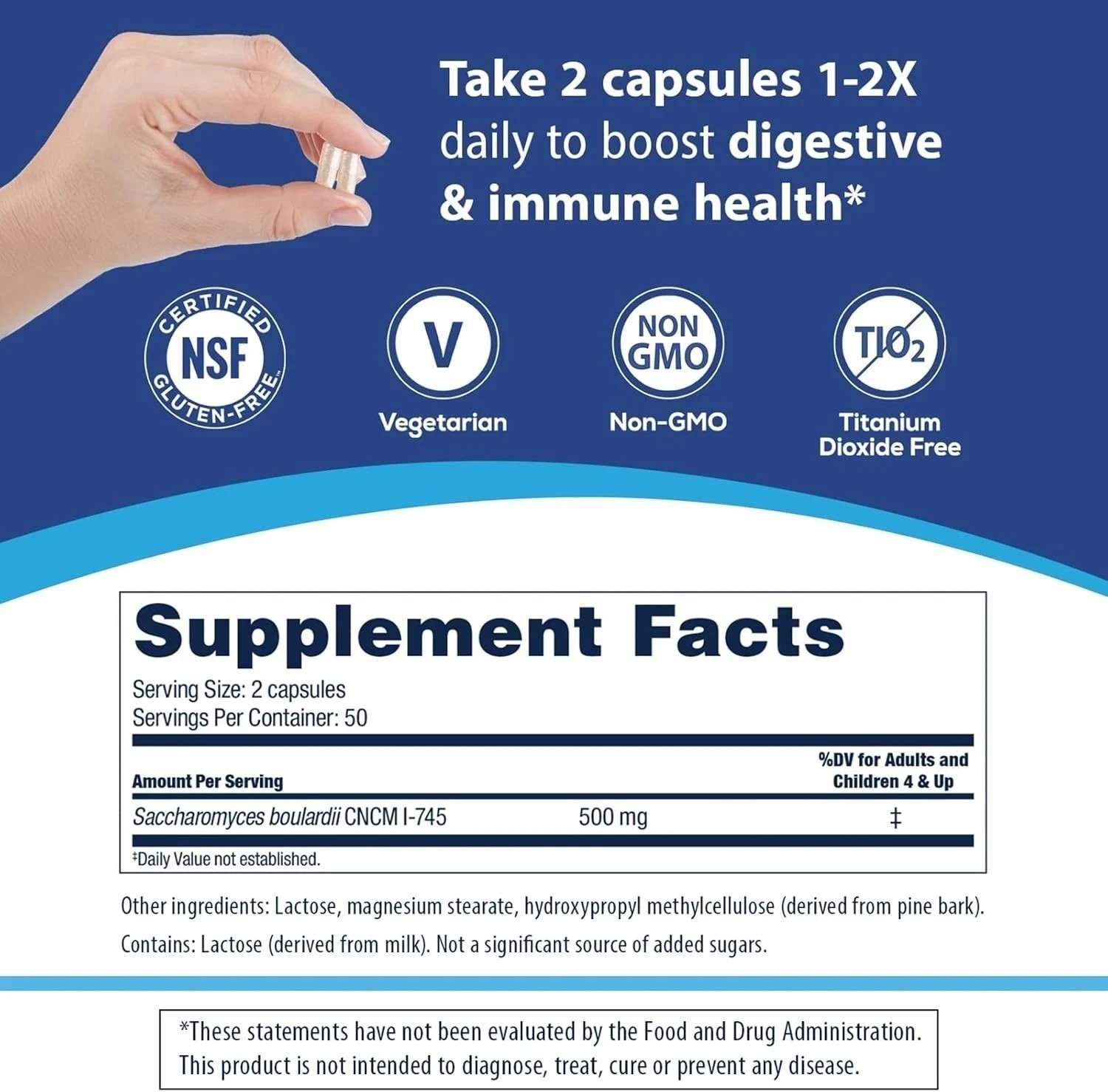 Florastor Probiotic 250mg Daily Digestive Immune Support Supplement, 100Caps US