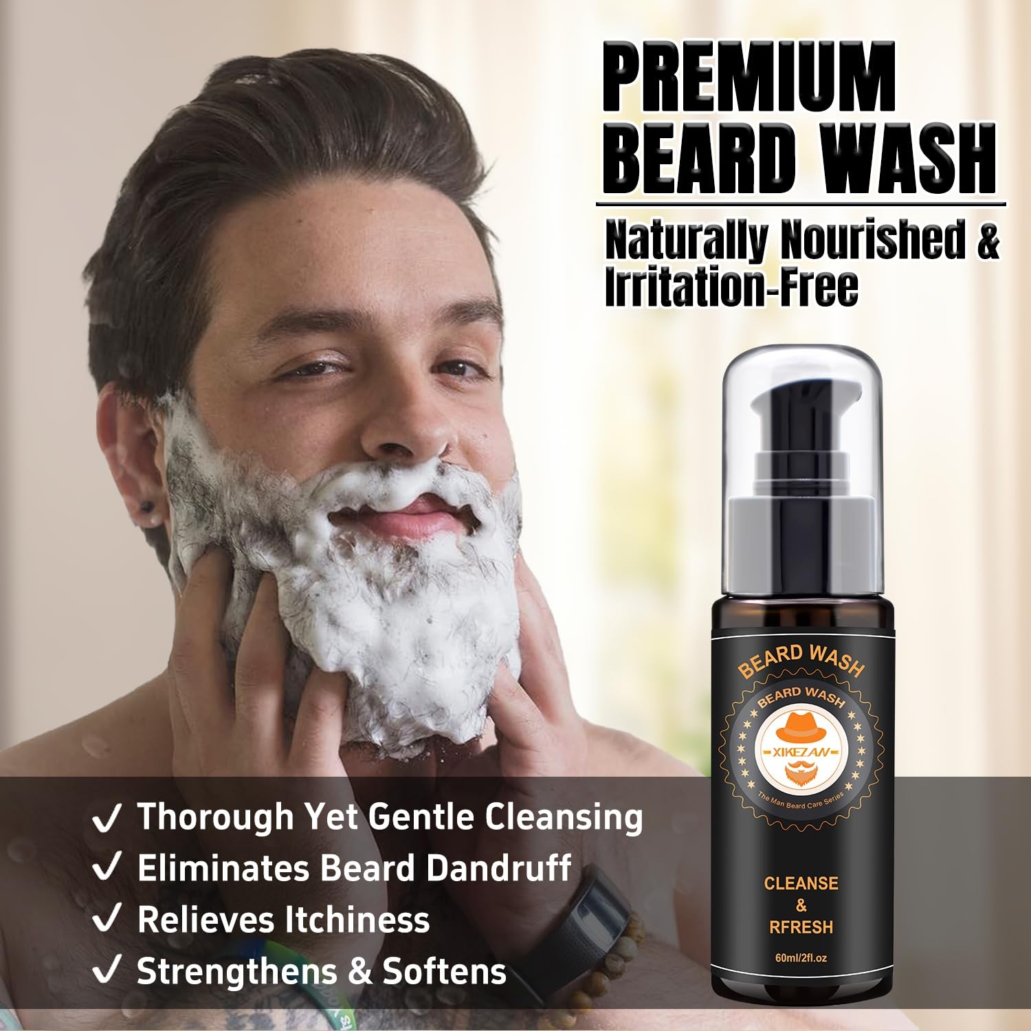 Beard Grooming Kit for Men with Oil Balm Wash Conditioner Dad Gift Set