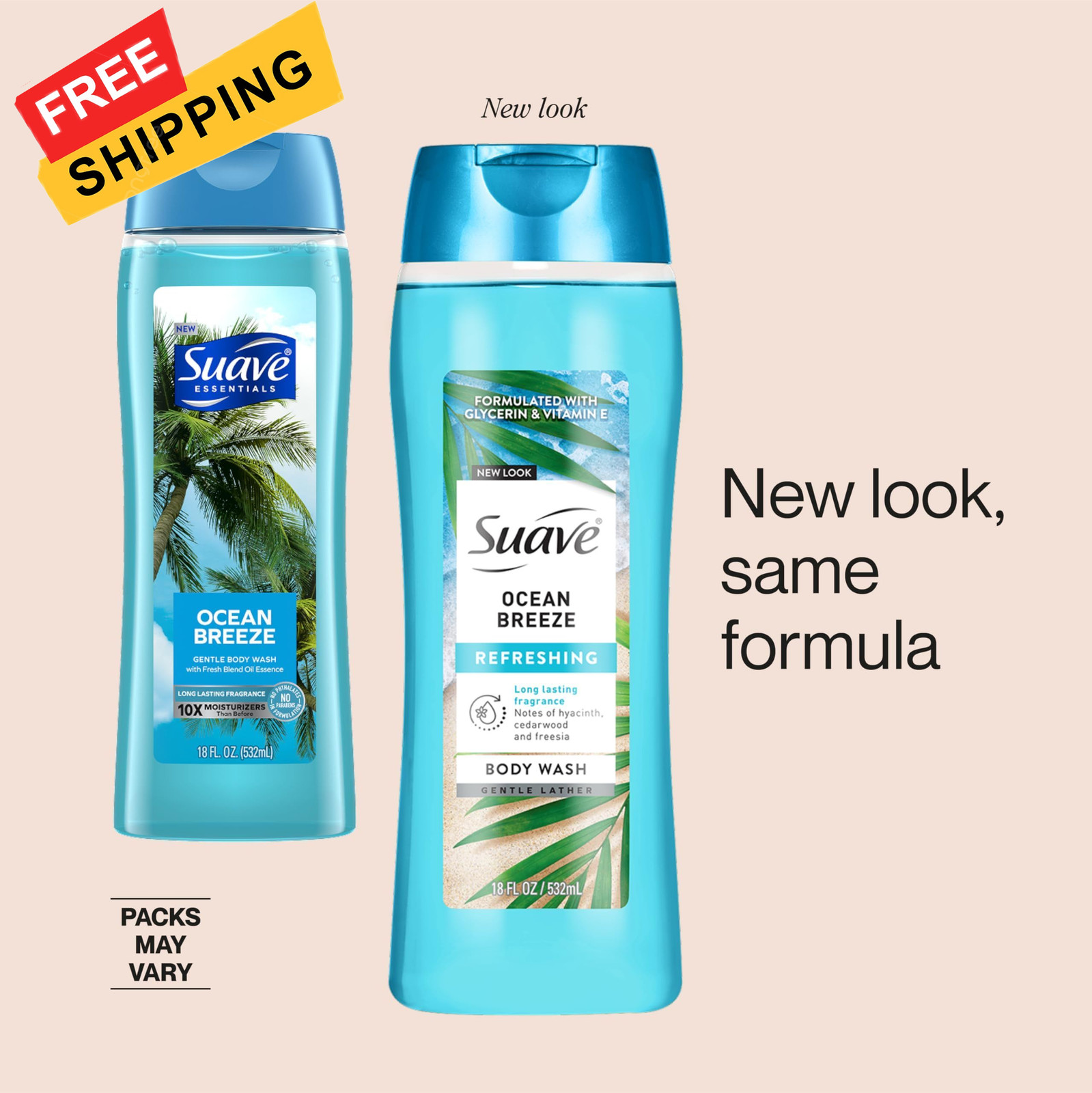 Suave Ocean Breeze Moisturizing Body Wash with 18 Fl Oz (Pack of 1), N/A