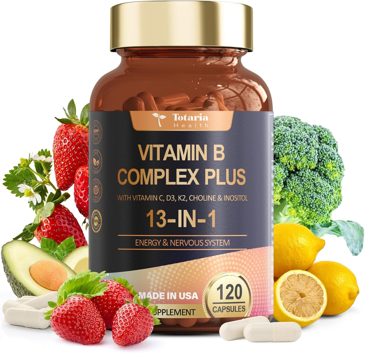 13-In-1 Vitamin B Complex plus with Vitamin B1, B2, B3 (Niacinamide), B4, B5, B6