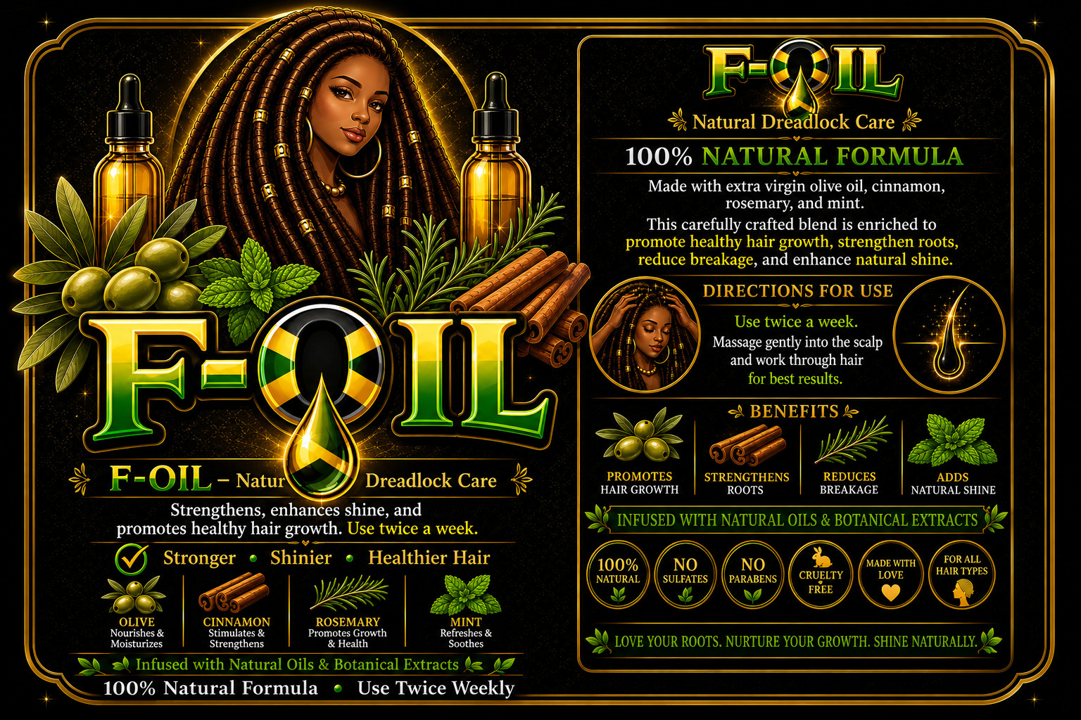 hair oil : F Oil 100% Natural Hair Oil – Rosemary, Mint, Cinnamon&olive oil 100%