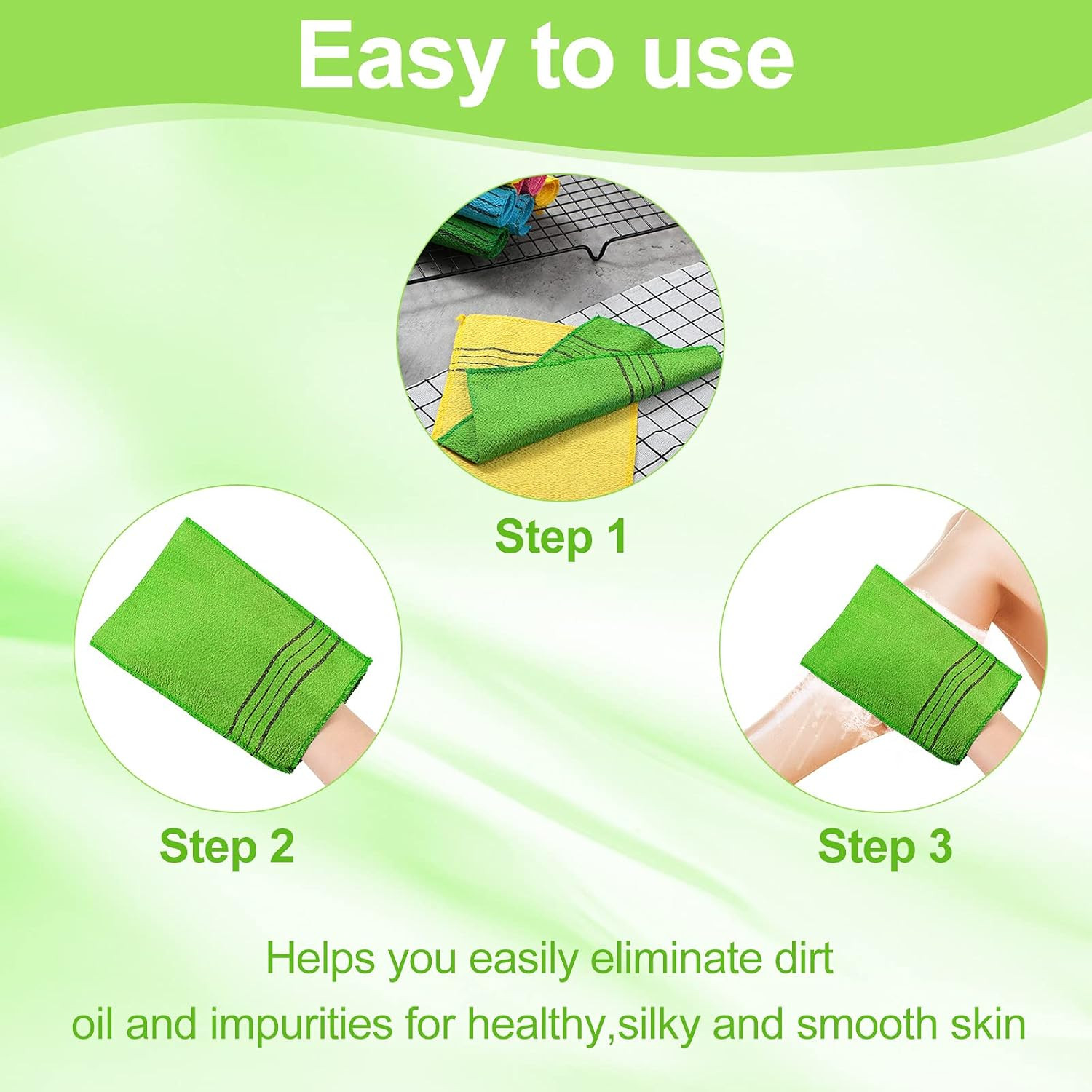 Korean Exfoliating Mitts – 12 Pack Body Scrubber Towels in Assorted Colors