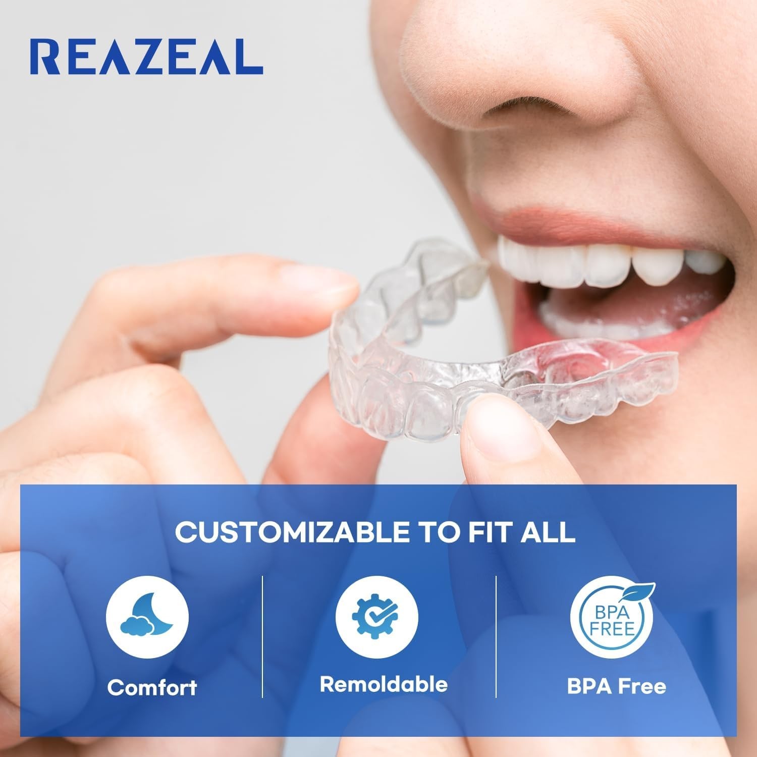 Mouth Guard for Grinding Teeth at Night: Moldable Dental 1.8*2.4 in, Clear