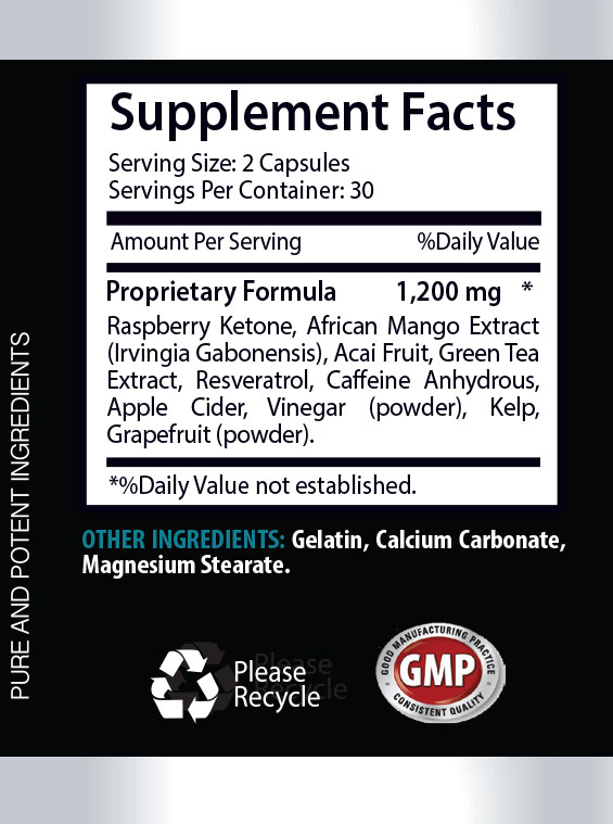 Advanced Weight Loss Formula RASPBERRY KETONES LEAN 1200mg with Mango Extract