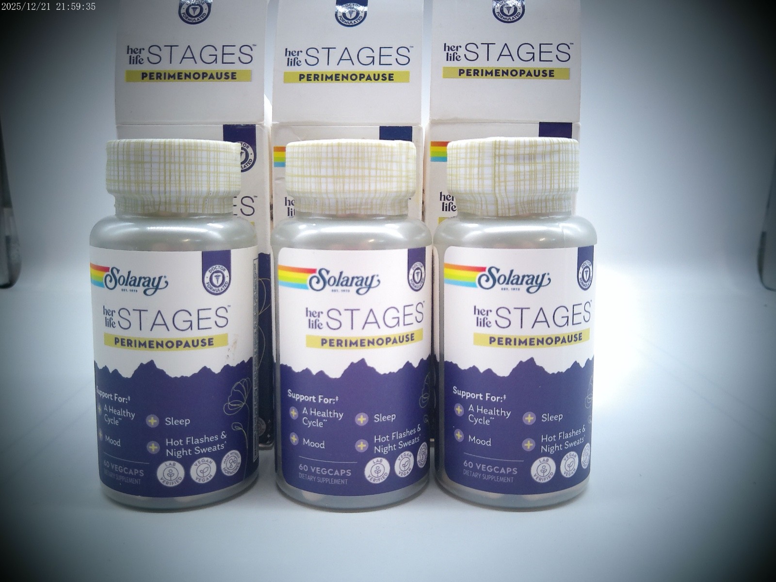 3Pk- Solaray Her Life Changes Perimenopause, 180 Total Veg Caps, Exp. 8/26
