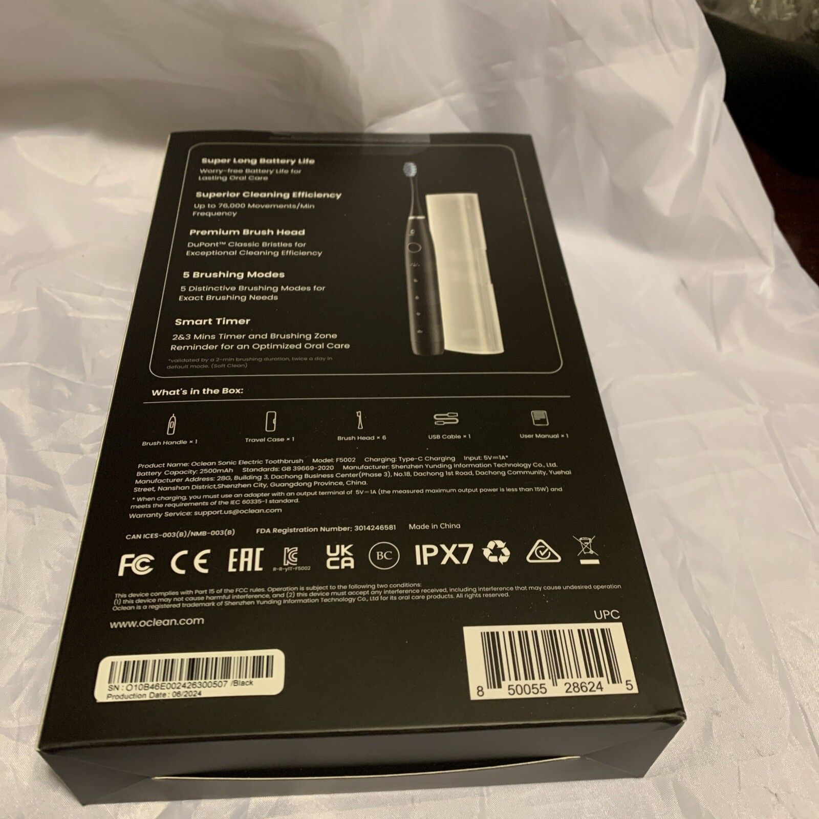 Oclean Electric Sonic Toothbrush for Adults, 6 Brush Heads, Travel Case, 5 Model