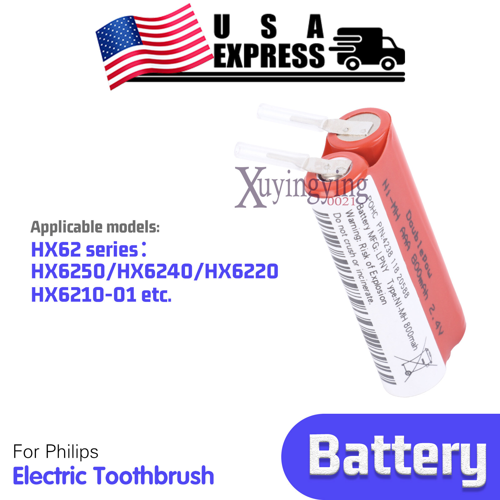 Rechargeable Battery 800mAh 2.4V for Philips HX6250 HX6240 Electric Toothbrushes