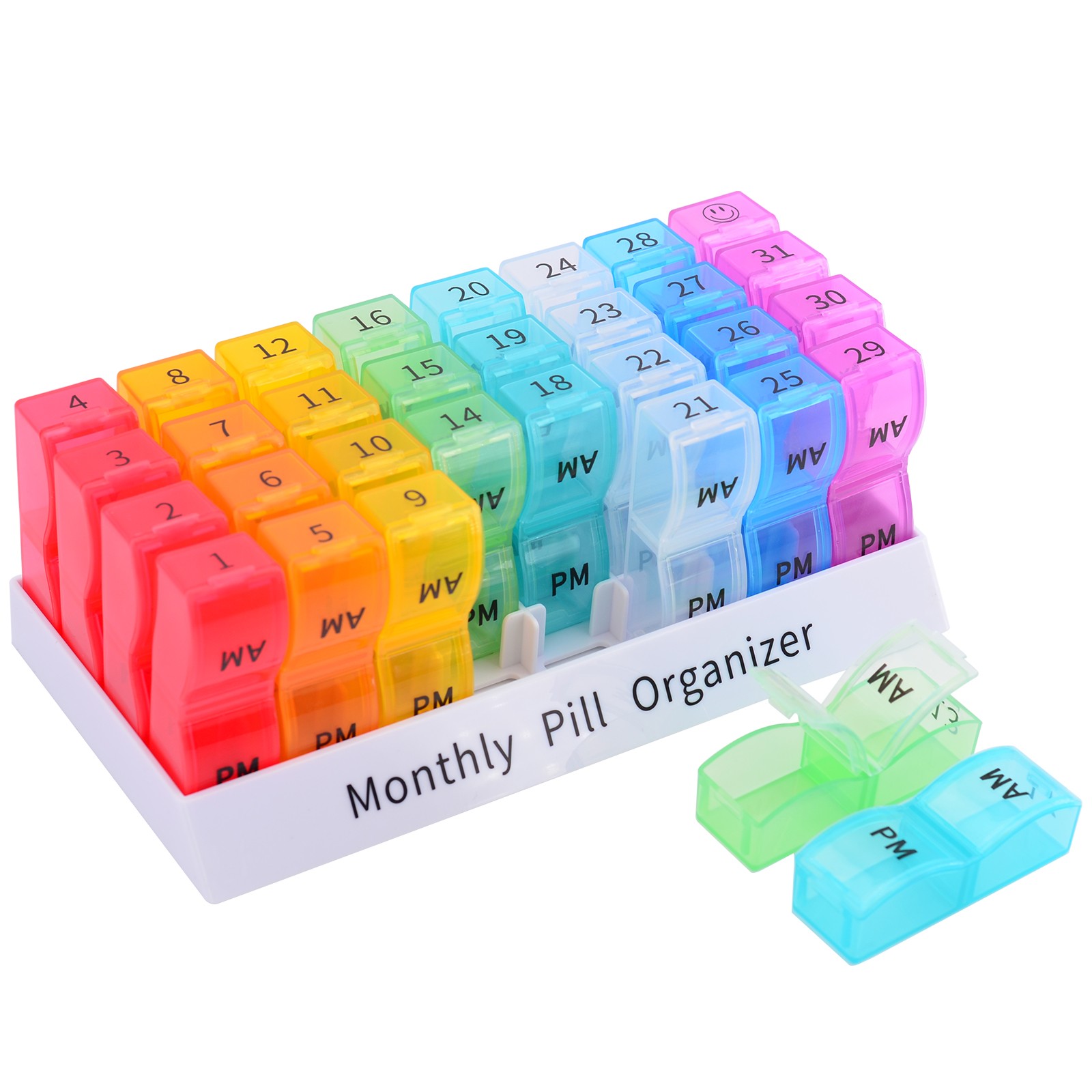 Monthly AM PM Pill Organizer 30 Days 2 Times a Day BPA Free Portable Pill Box ×1
