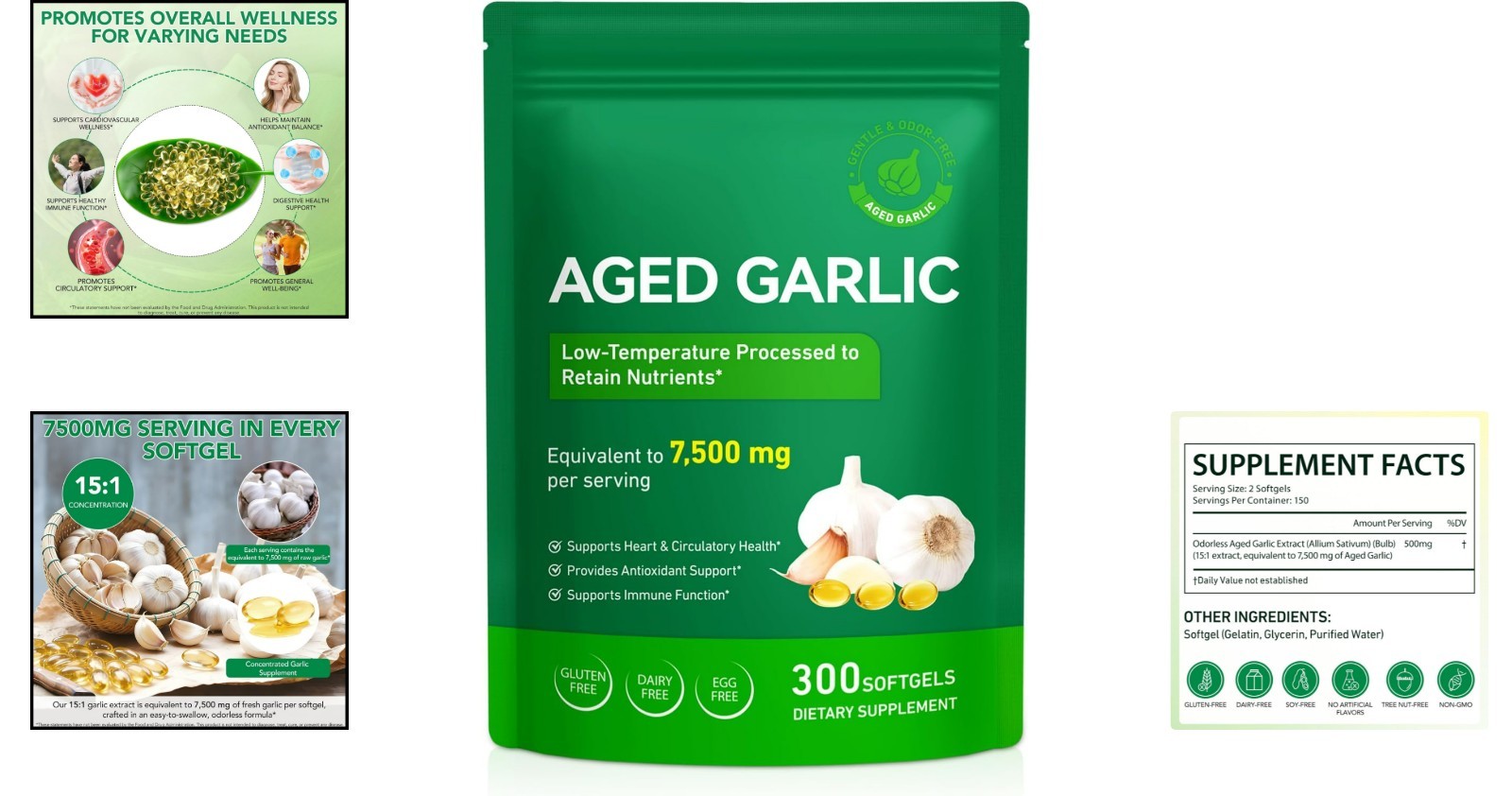 High-Potency Aged Garlic Extract Softgels – 300 Count for Heart Health