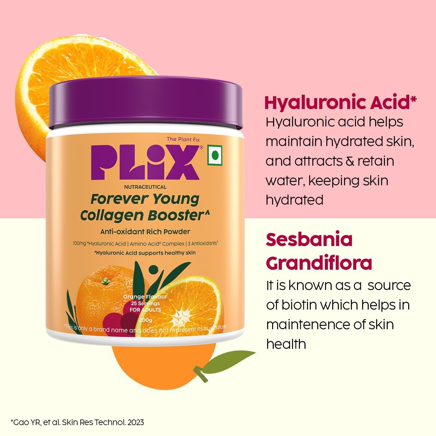 3 Pack P.LIX Plant Fix Collagen Booster Powder Orange 200g